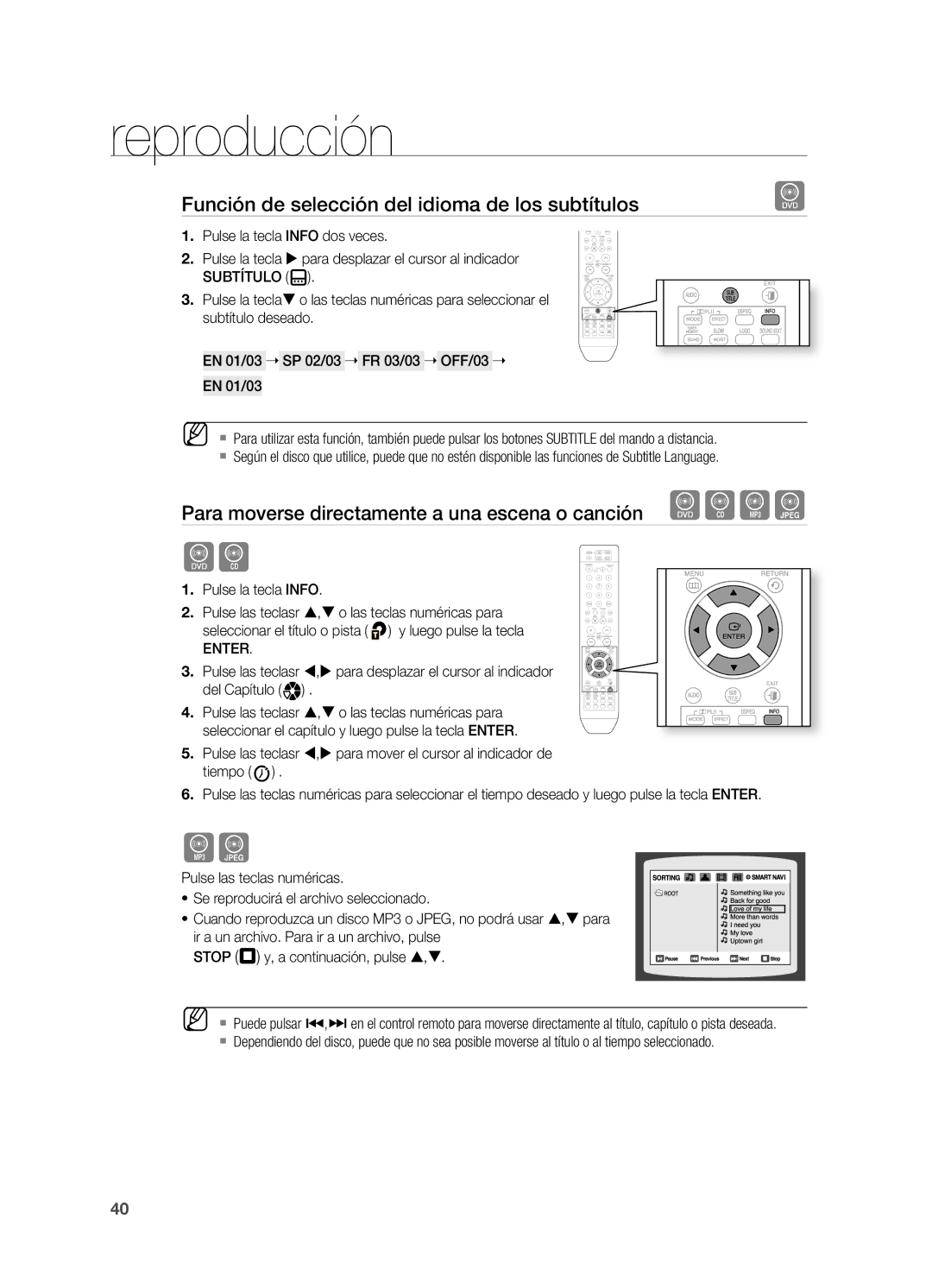 Samsung HT-X715T/EDC, HT-X715T/XET manual Función de selección del idioma de los subtítulos, Enter 