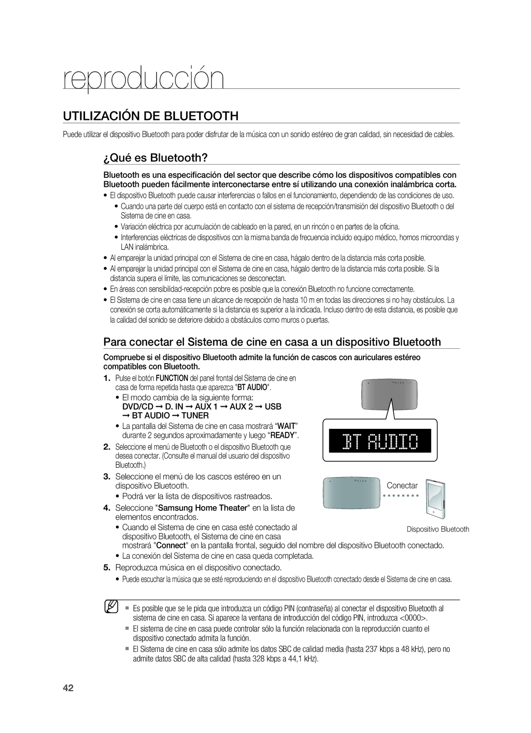 Samsung HT-X715T/EDC manual Utilización de Bluetooth, ¿Qué es Bluetooth?, . Seleccione el menú de los cascos estéreo en un 