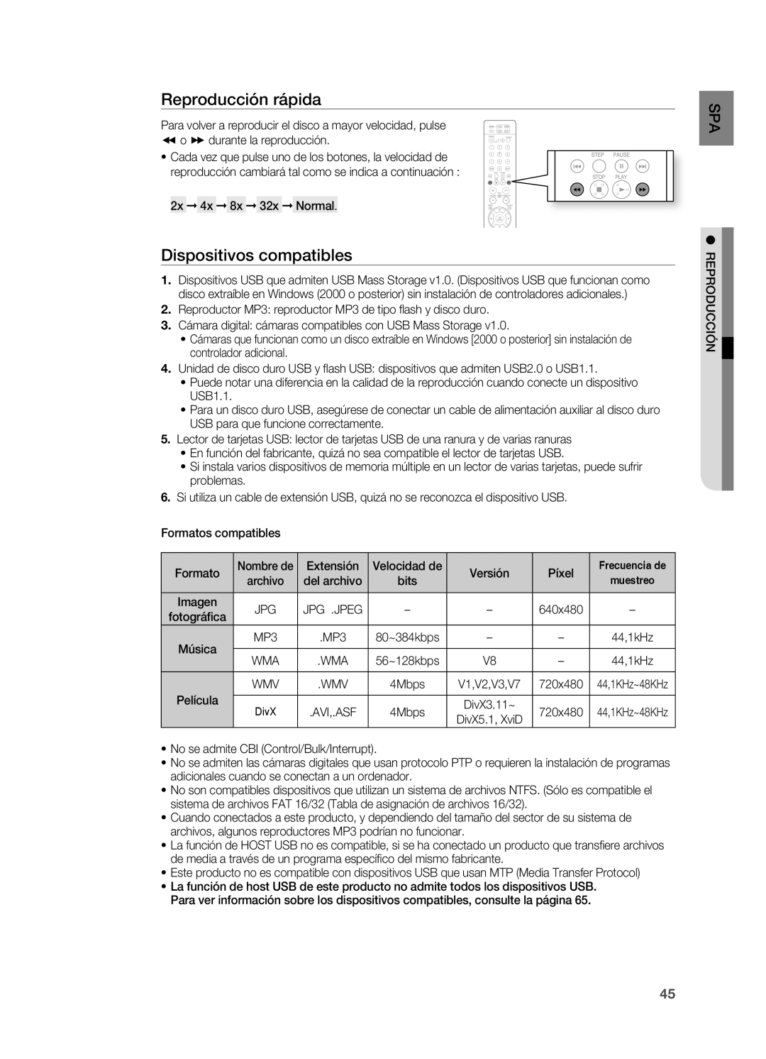 Samsung HT-X715T/XET, HT-X715T/EDC Dispositivos compatibles, 2x 4x 8x 32x Normal, Extensión Velocidad de Versión Píxel 