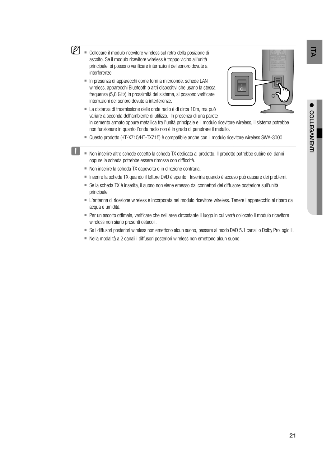 Samsung HT-X715T/EDC manual Collegamenti 