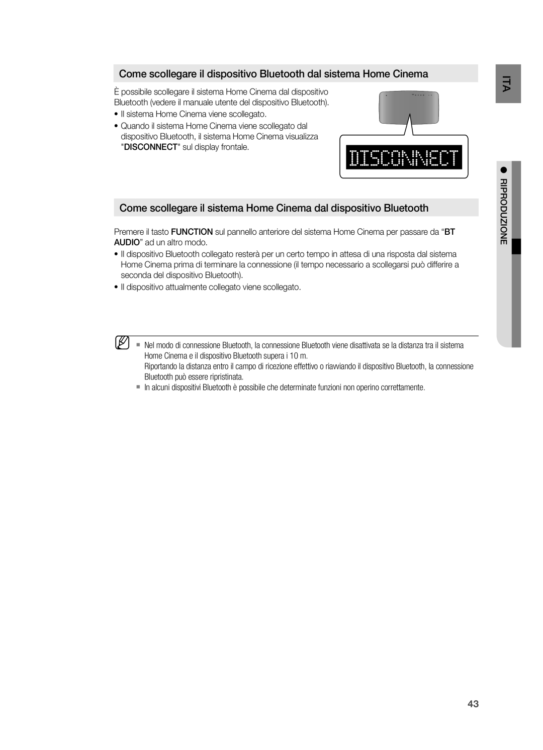 Samsung HT-X715T/EDC manual Disconnect sul display frontale 