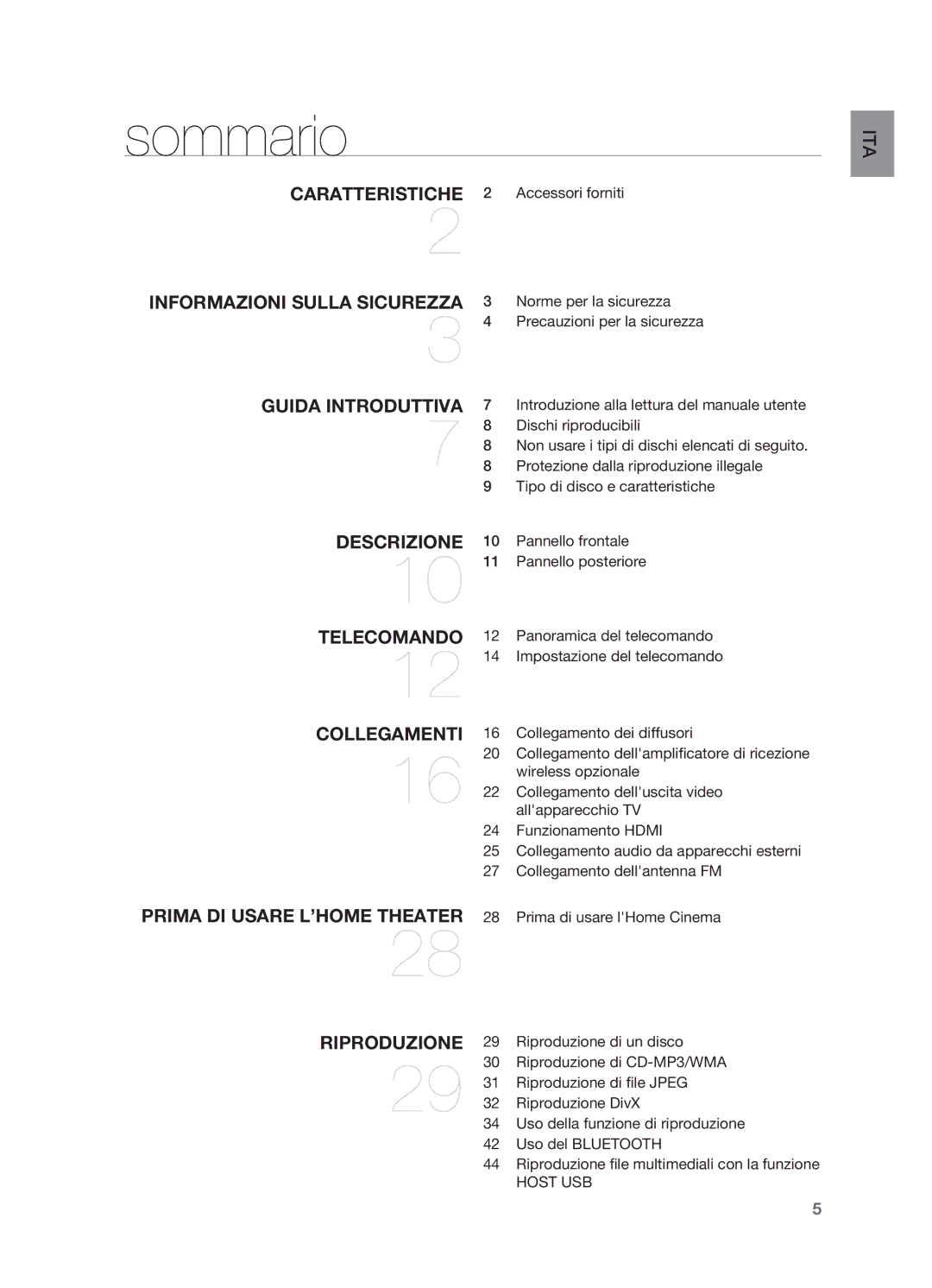 Samsung HT-X715T/EDC manual Sommario, Host USB 