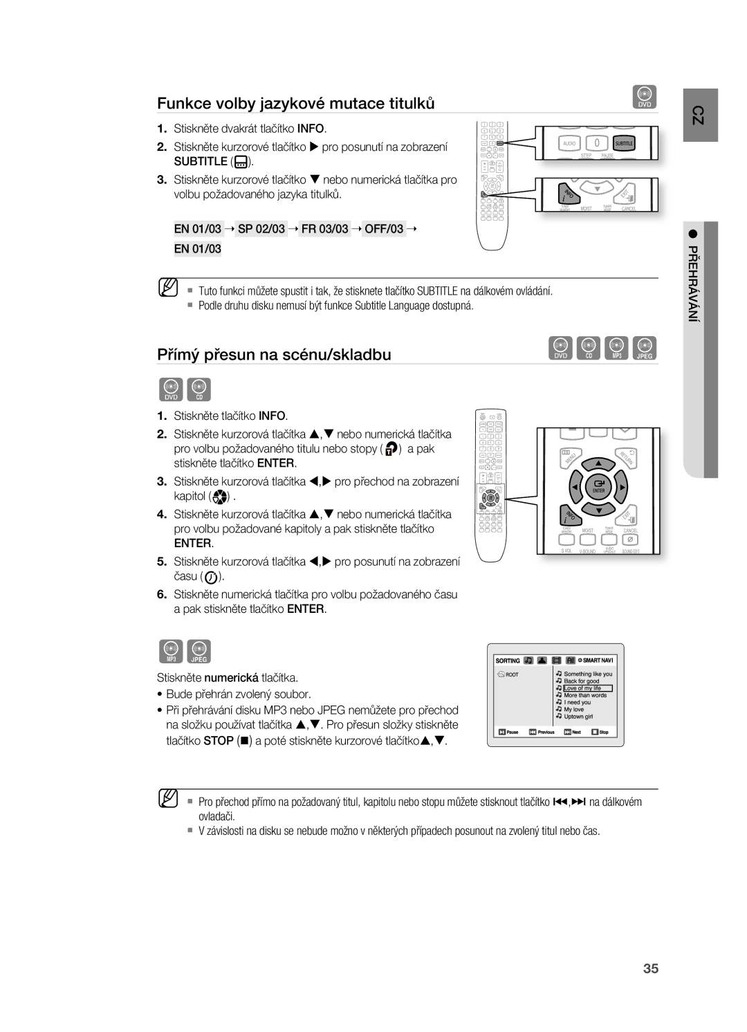 Samsung HT-X720T/EDC, HT-X720GT/EDC manual Funkce volby jazykové mutace titulků, Přímý přesun na scénu/skladbudBAG 