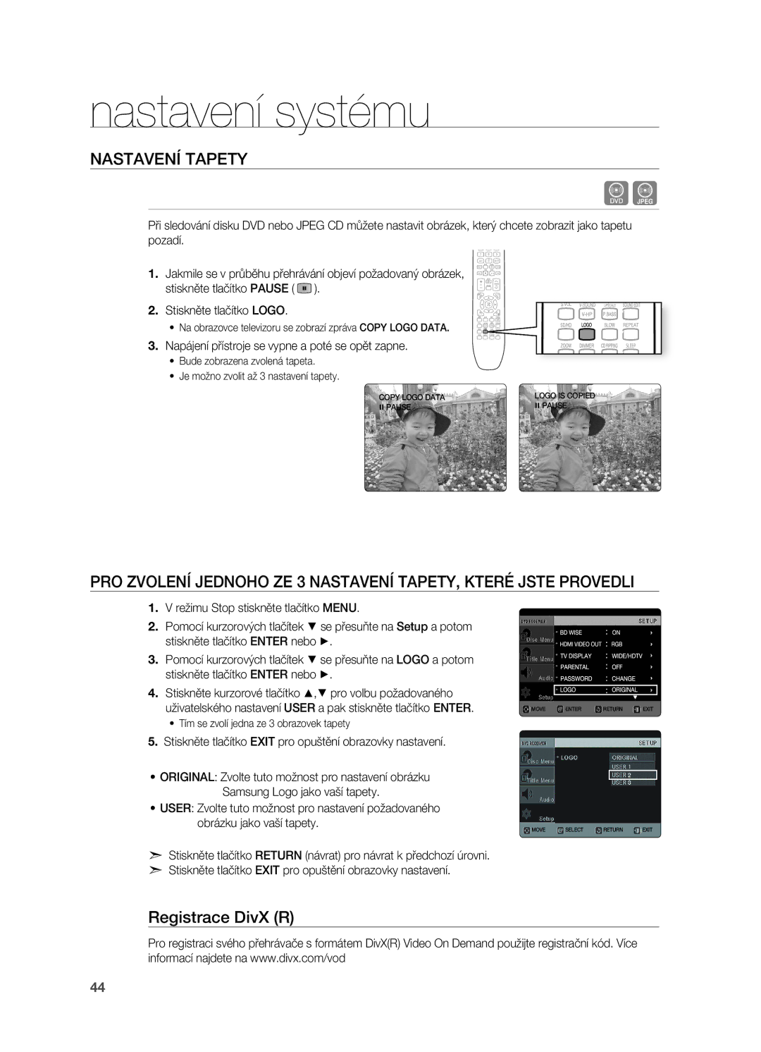 Samsung HT-X720GT/EDC, HT-X720T/EDC manual Registrace DivX r, . Napájení přístroje se vypne a poté se opět zapne 