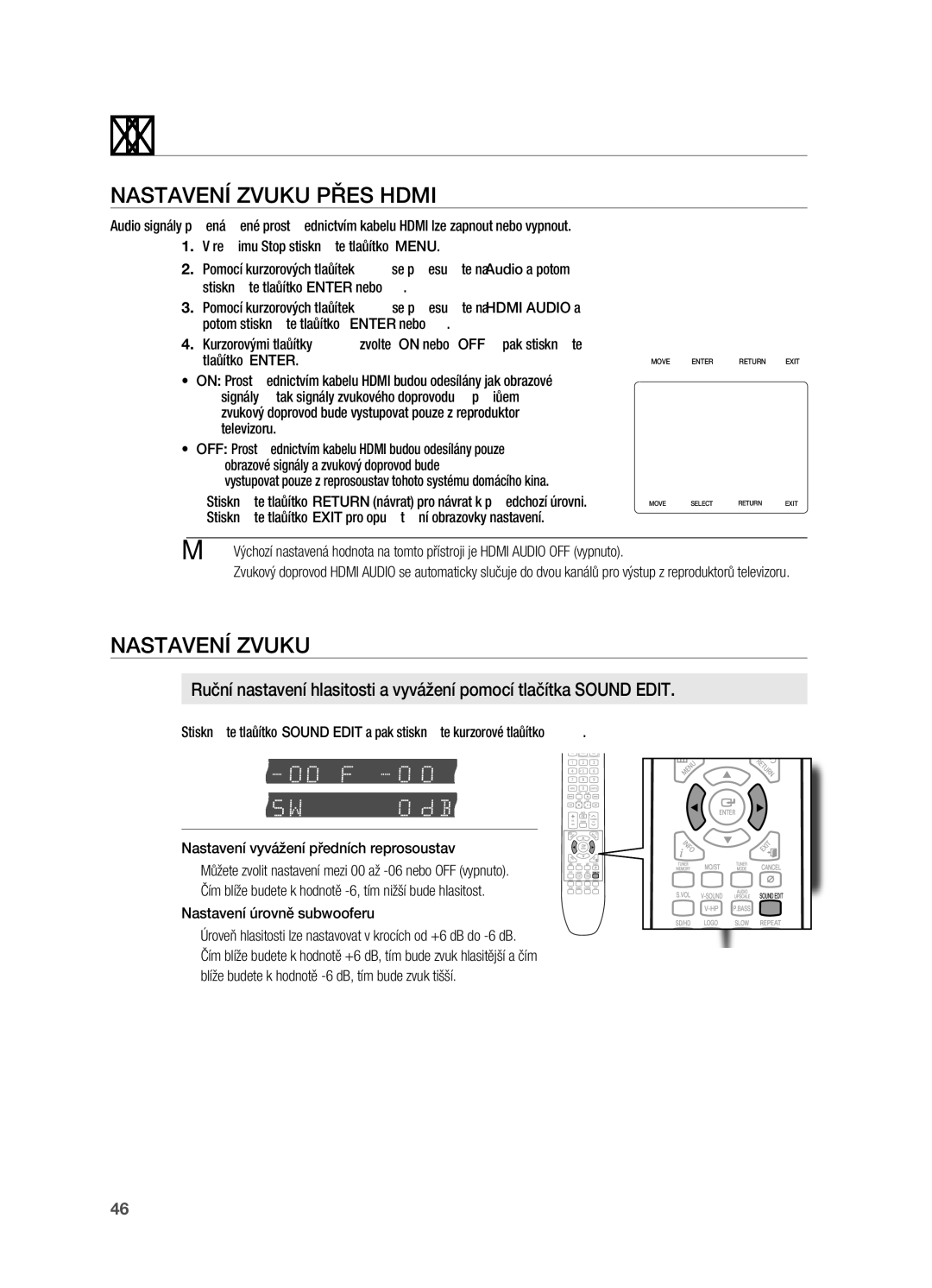 Samsung HT-X720GT/EDC, HT-X720T/EDC manual Nastavení Zvuku PřES Hdmi 