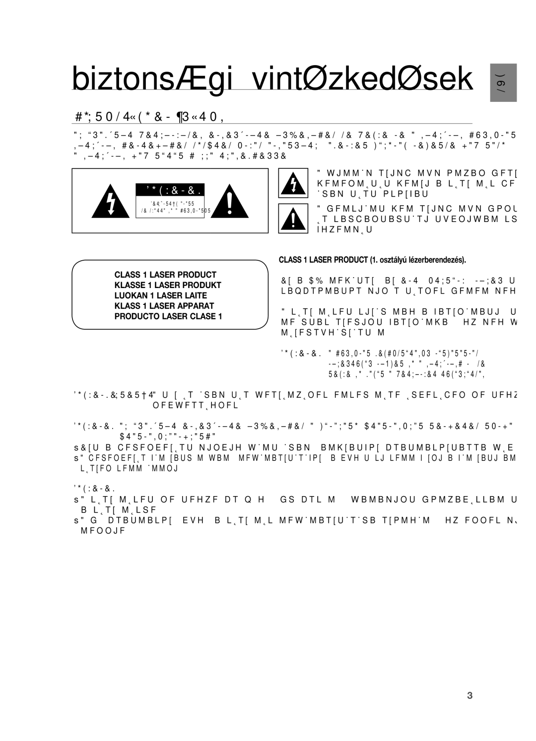 Samsung HT-X720GT/EDC, HT-X720T/XET, HT-X720T/EDC manual Biztonsági óvintézkedések, Biztonsági előírások 