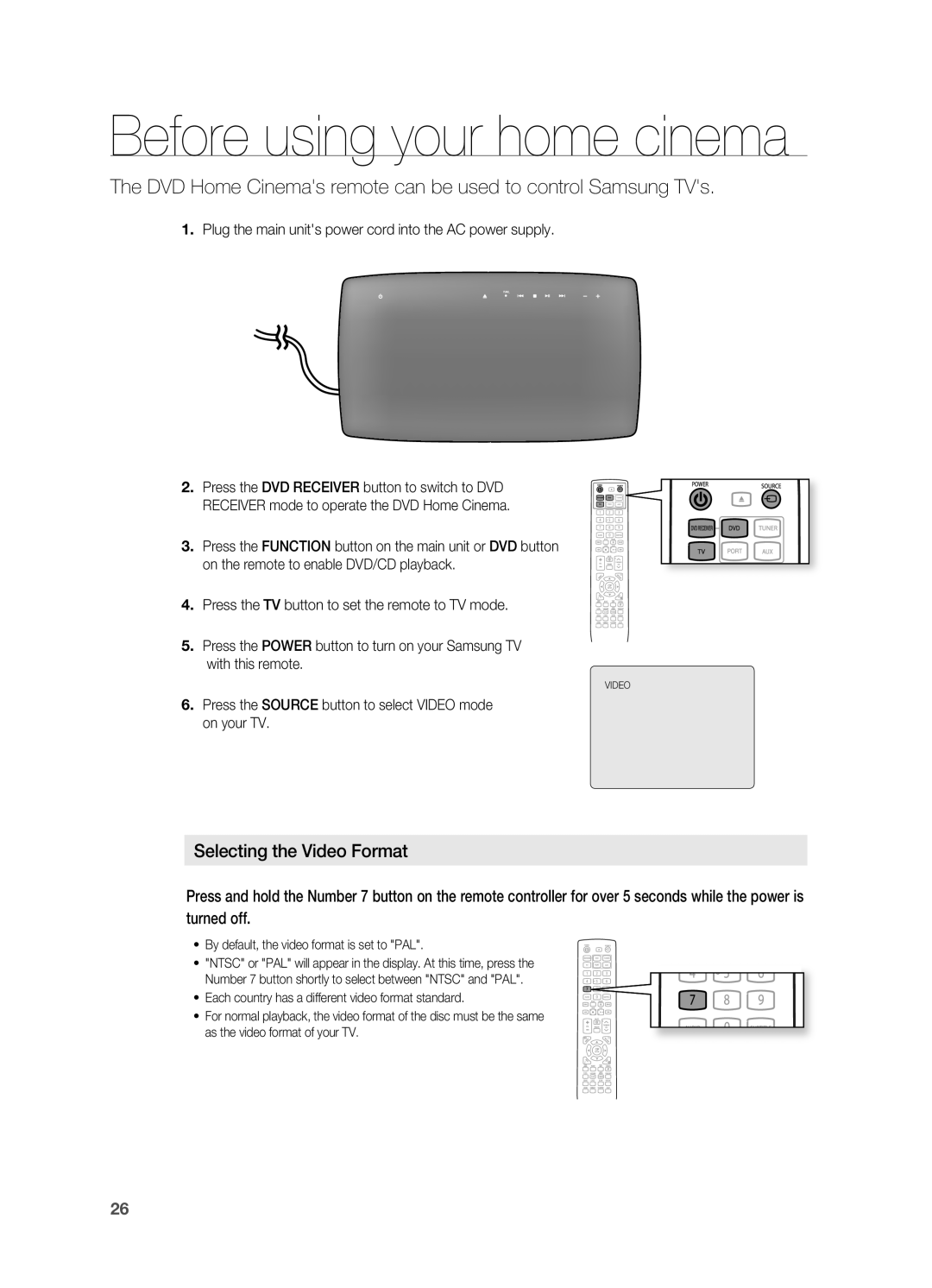 Samsung HT-X720GT/EDC manual DVD Home Cinemas remote can be used to control Samsung TVs 