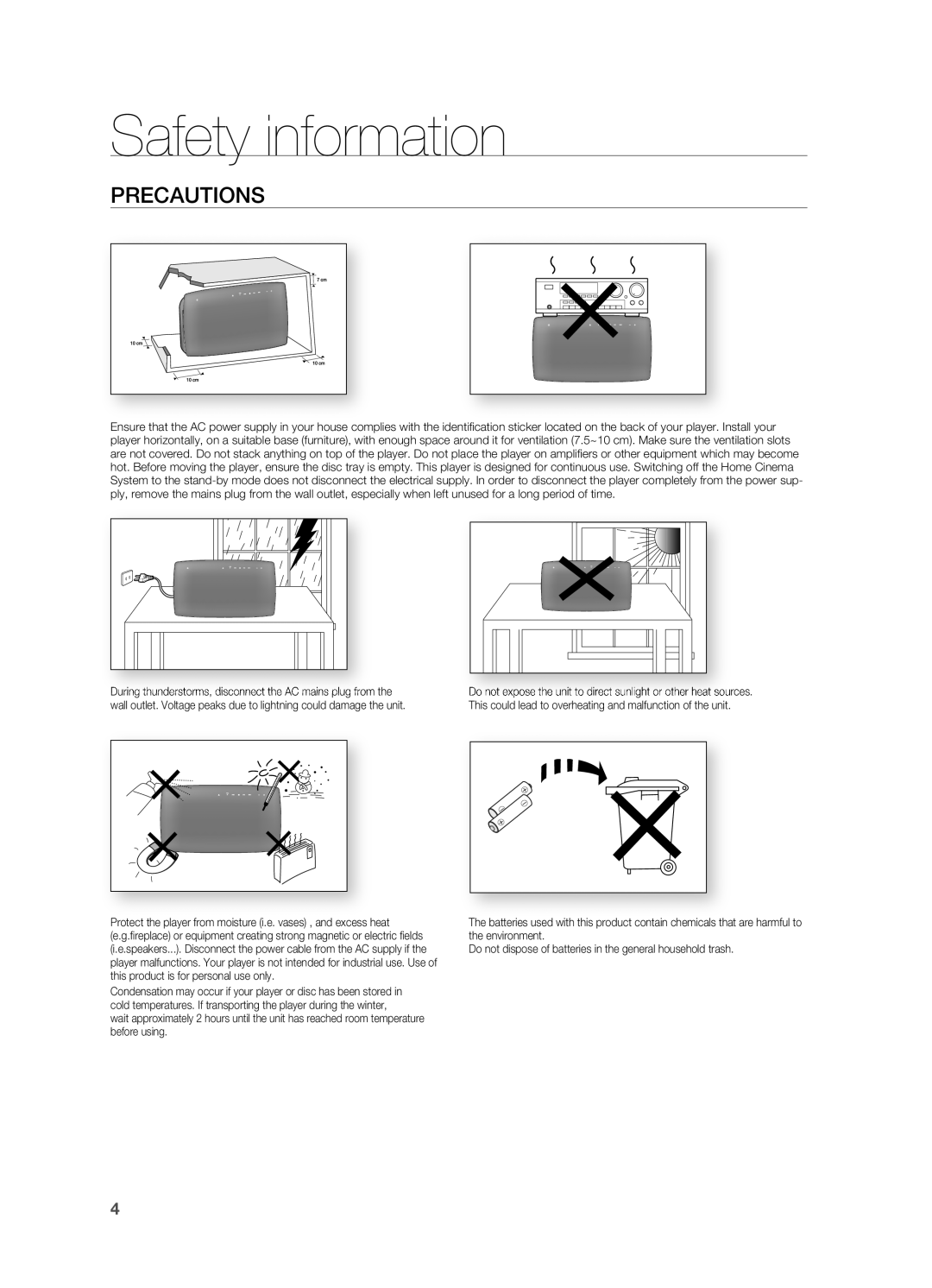 Samsung HT-X720GT/EDC manual PrECAUTIONS 