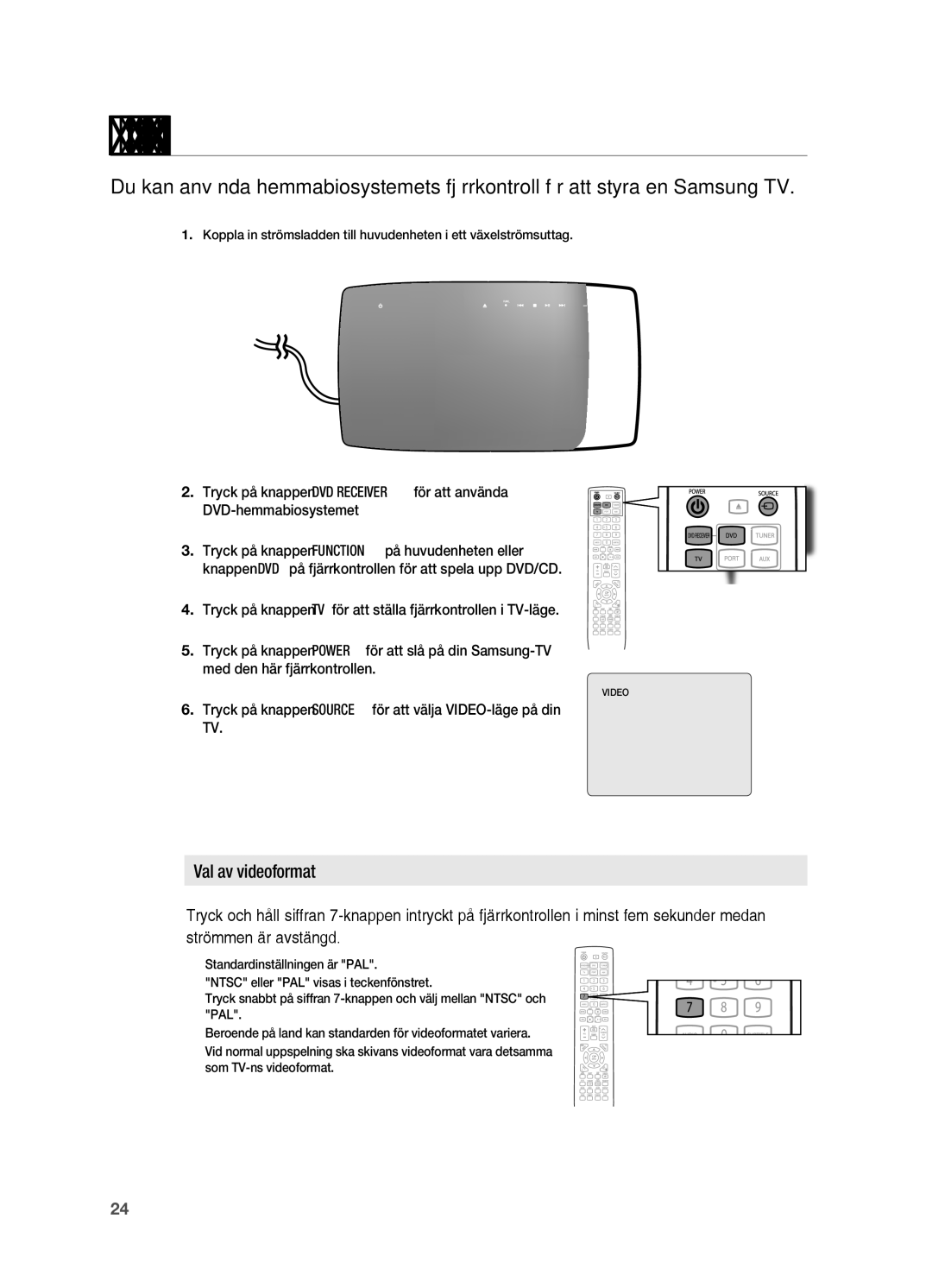 Samsung HT-X720T/XEE, HT-X720GT/XEE manual Innan du använder ditt hemmabiosystem 