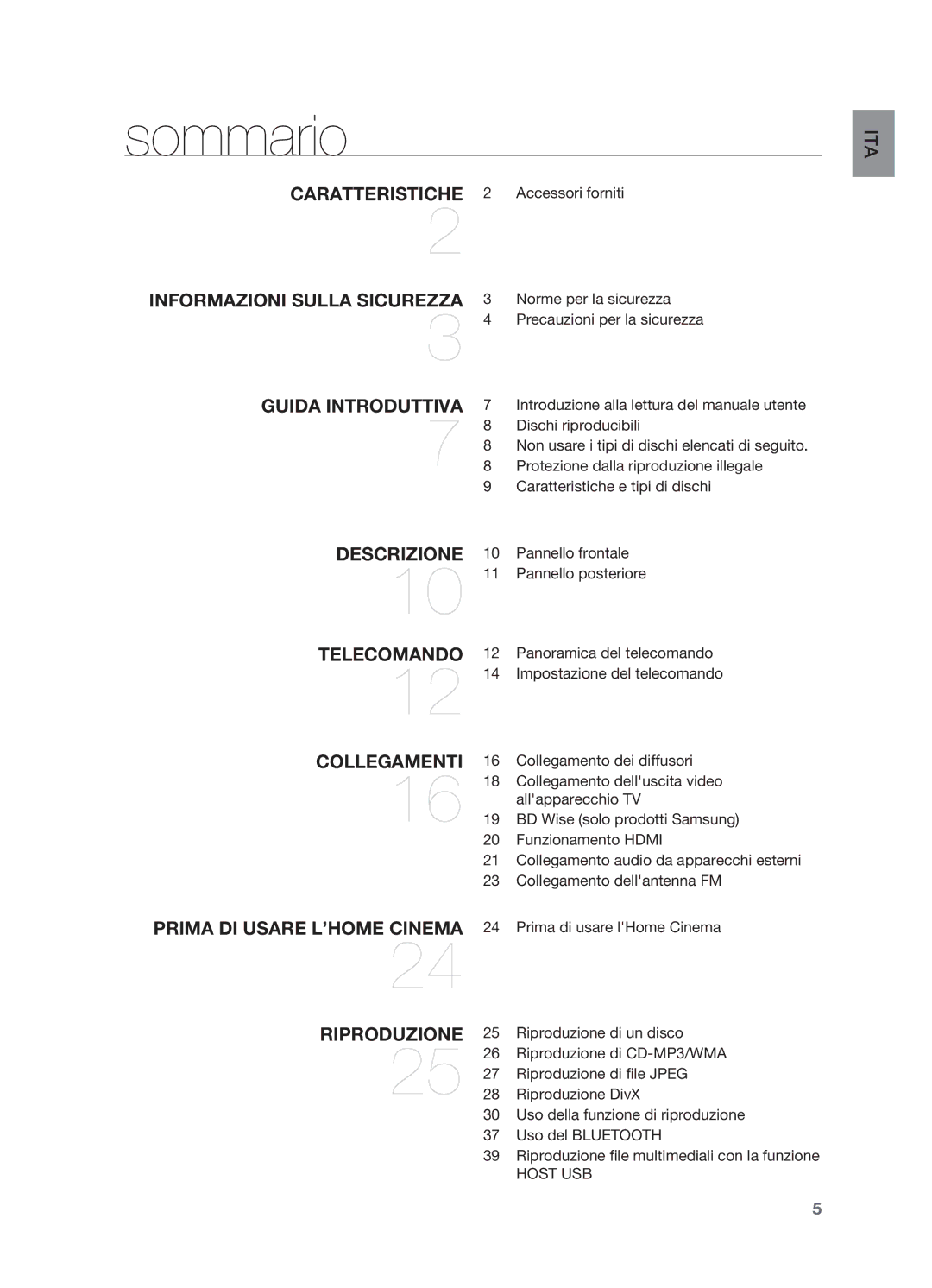 Samsung HT-X720T/XET manual Sommario, Host USB 