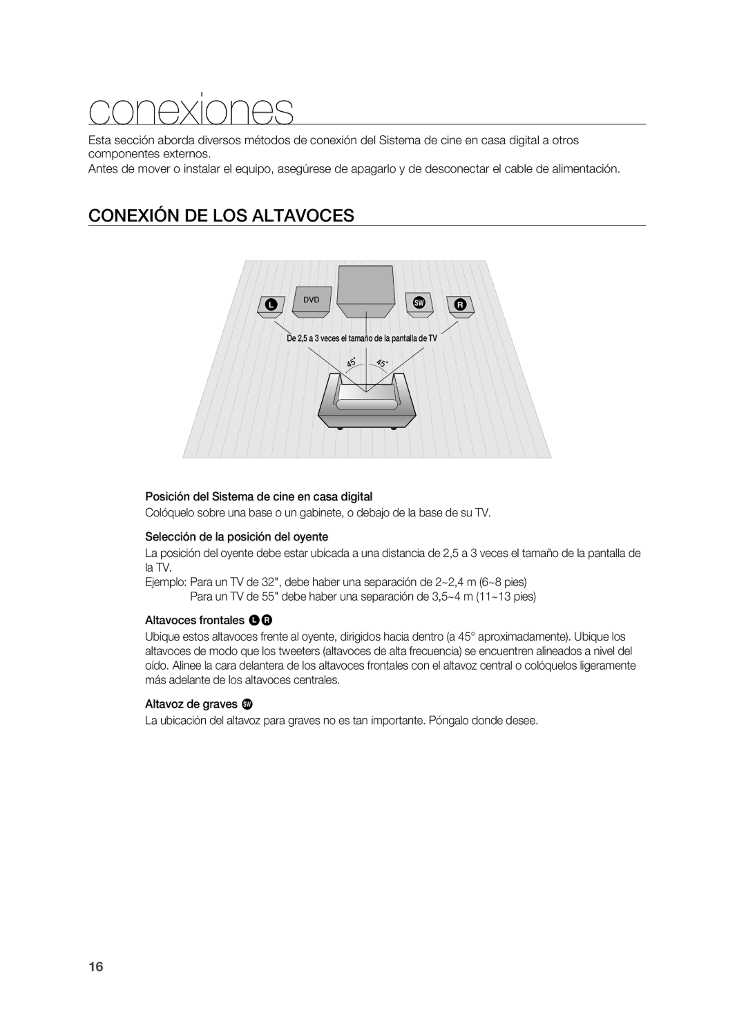 Samsung HT-X720T/XET manual Conexiones, Conexión de los altavoces 