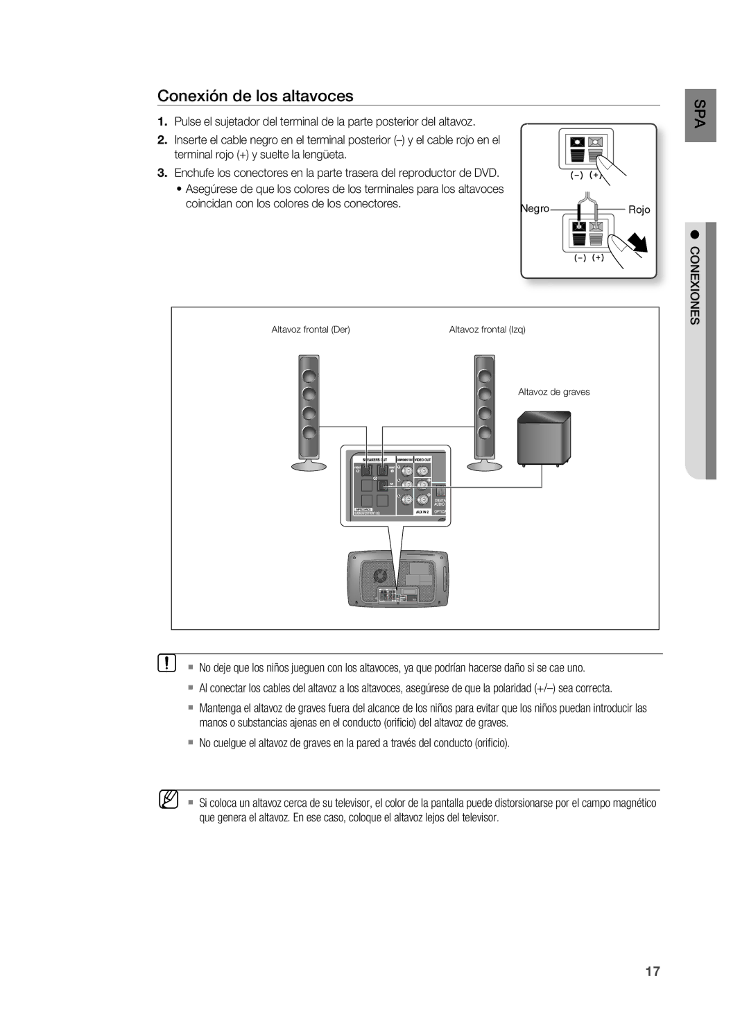 Samsung HT-X720T/XET manual Conexión de los altavoces, Conexiones 