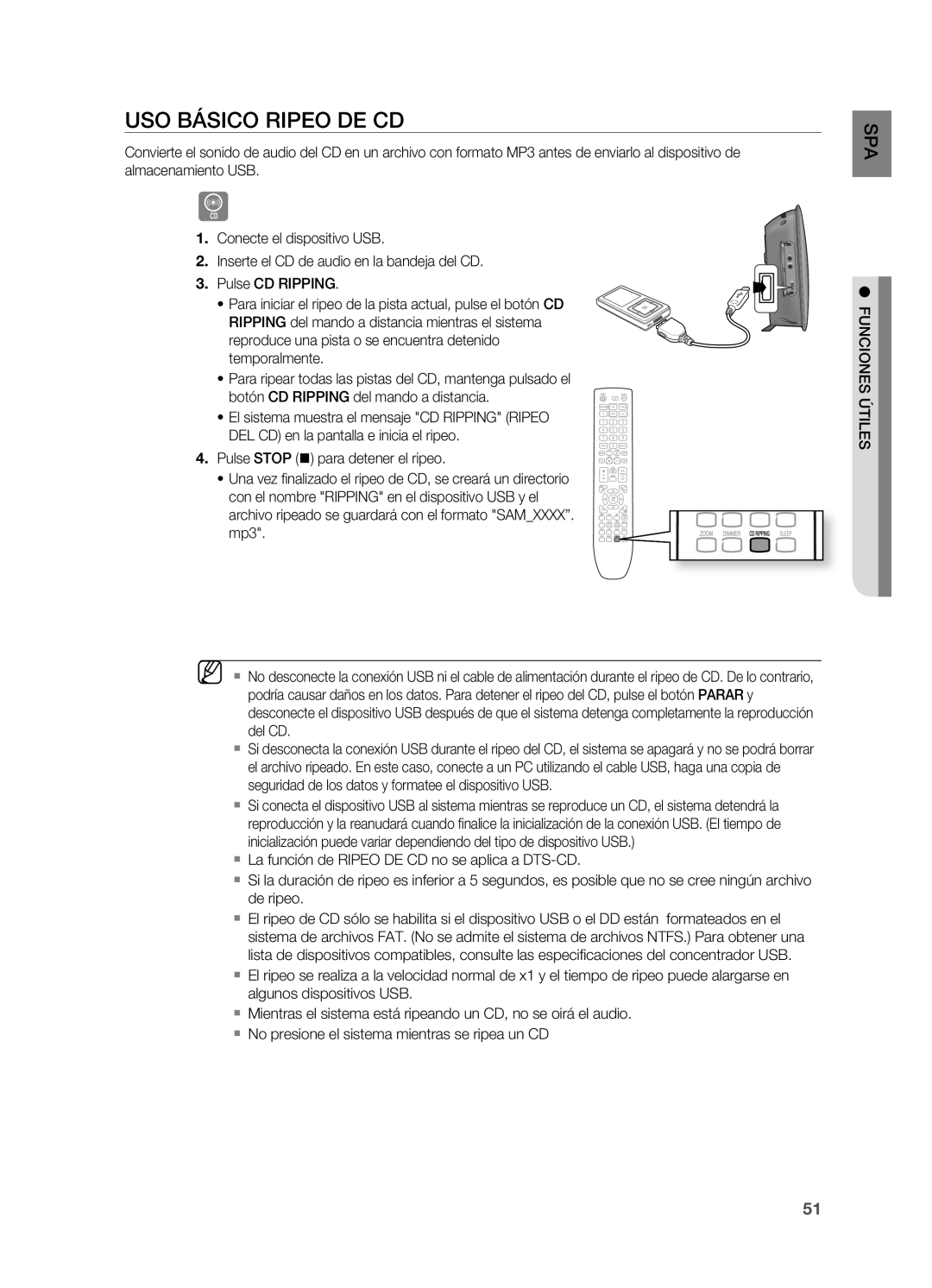 Samsung HT-X720T/XET manual USO Básico Ripeo DE CD 