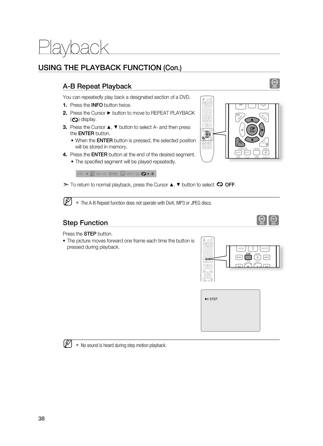 Samsung HT-TX725G, HT-X725G user manual Step Function 