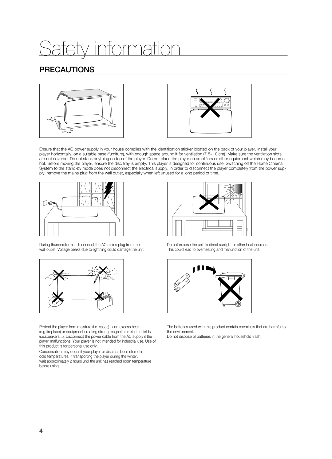 Samsung HT-X725G, HT-TX725G user manual PrECAUTIONS 