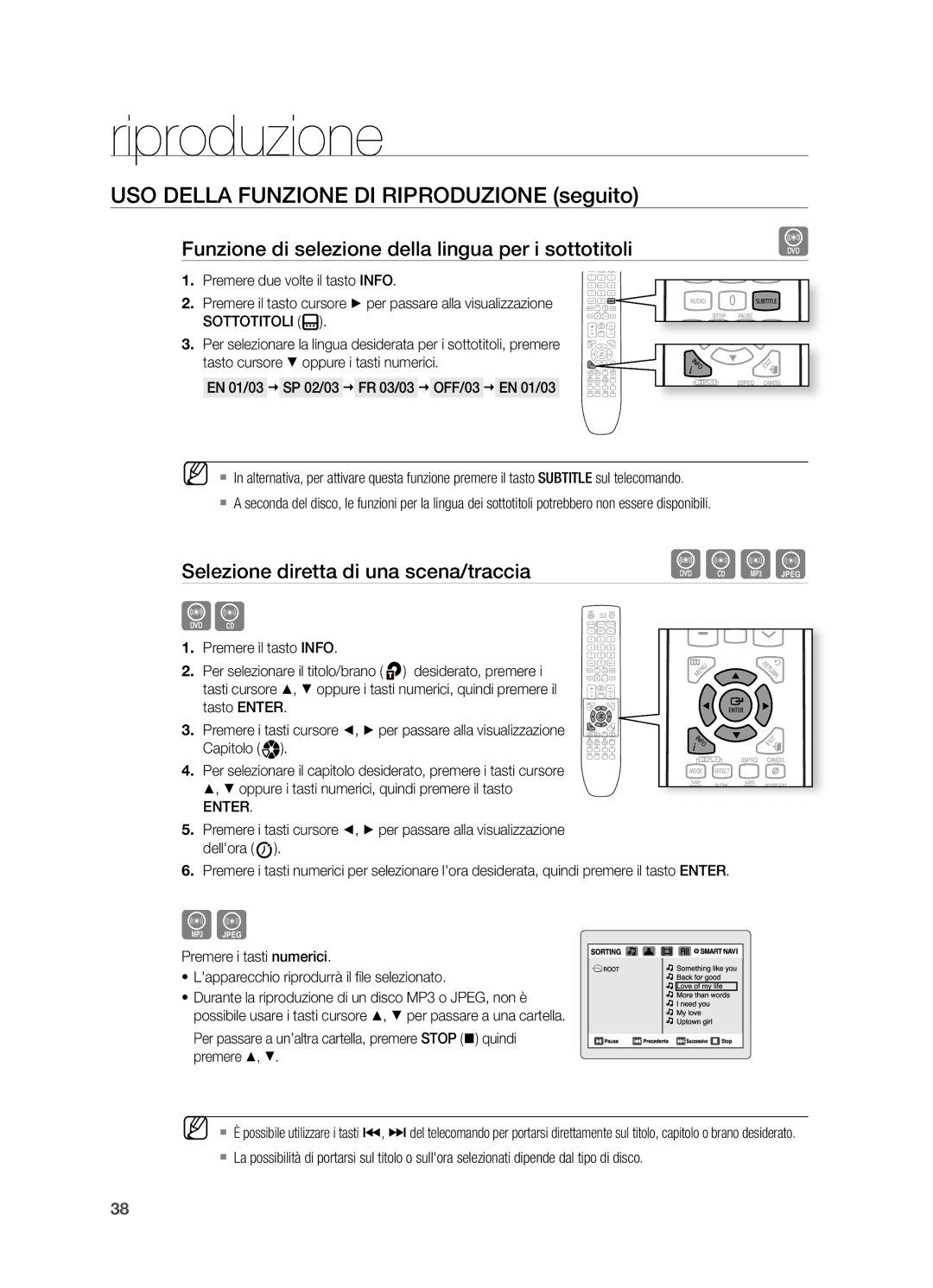 Samsung HT-X725GT/XET manual Funzione di selezione della lingua per i sottotitoli, Selezione diretta di una scena/traccia 