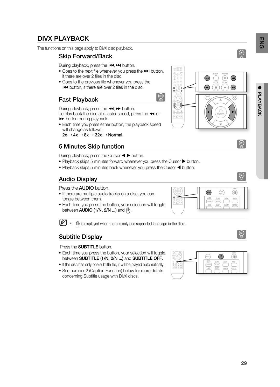 Samsung HT-X810 user manual Divx PlAYBACK 