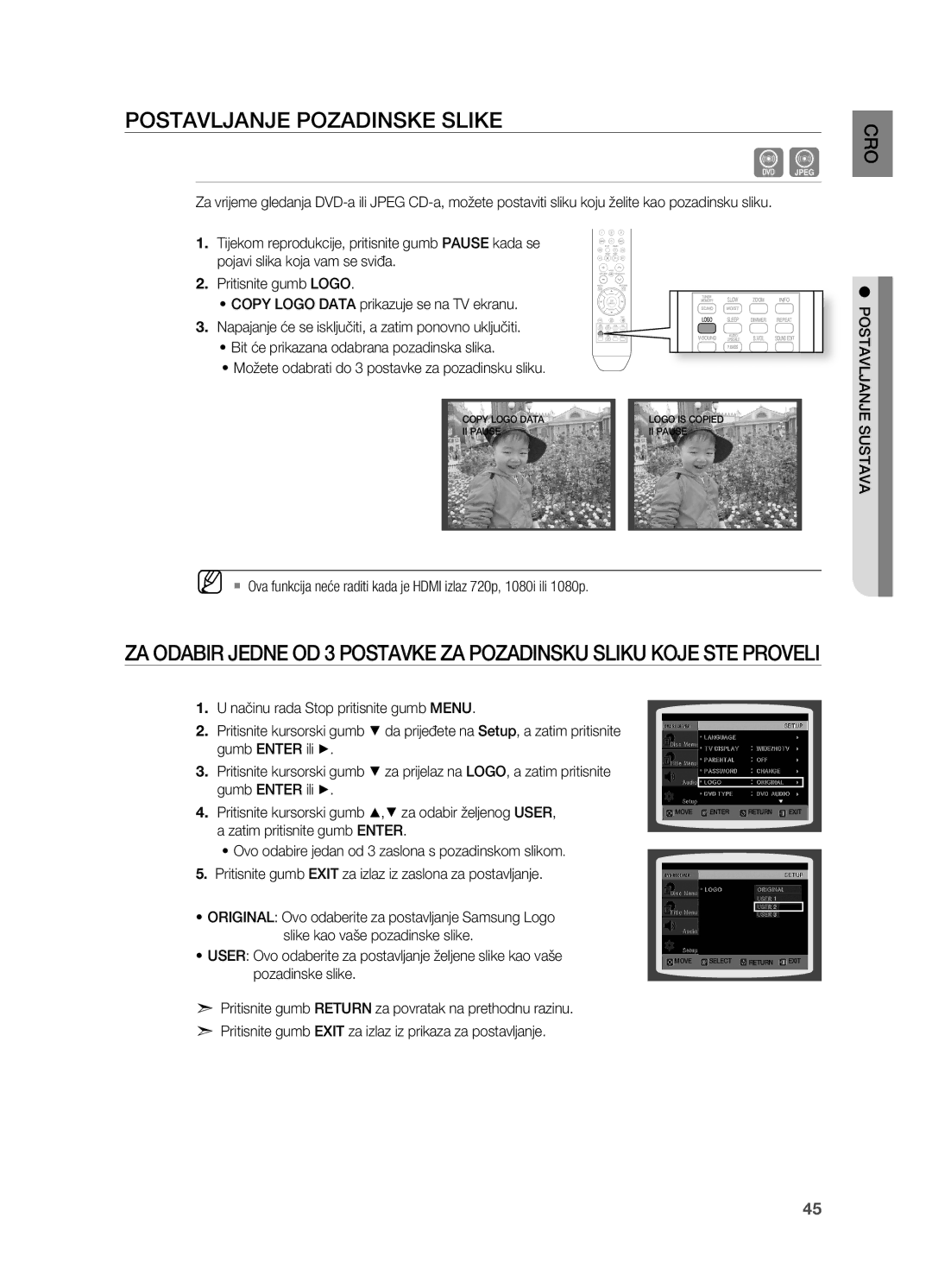 Samsung HT-X810R/EDC manual PoSTAVljANjE PozADINSkE SlIkE 