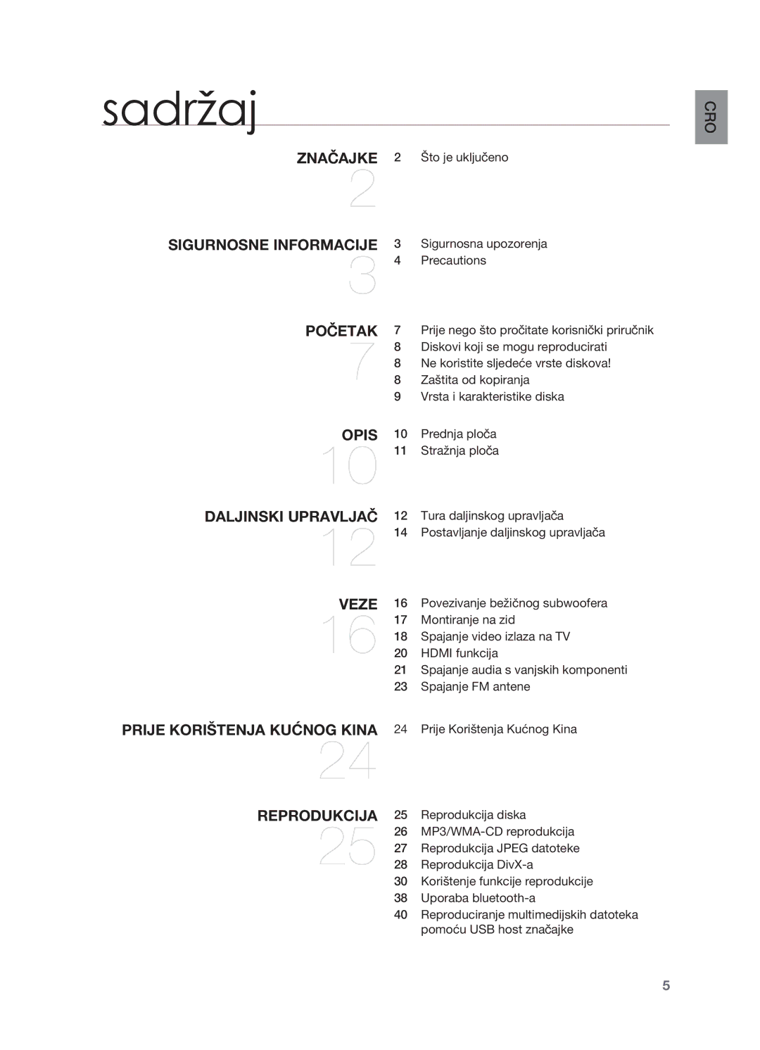 Samsung HT-X810R/EDC manual Sadržaj 