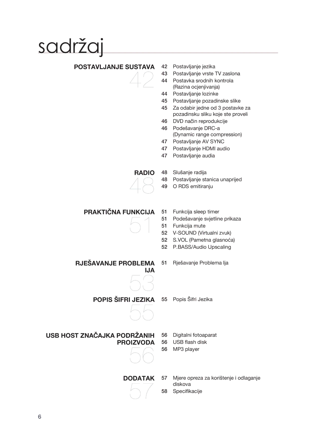 Samsung HT-X810R/EDC manual 51 Rješavanje Problema Ija Popis Šifri Jezika, Digitalni fotoaparat, USB flash disk, MP3 player 