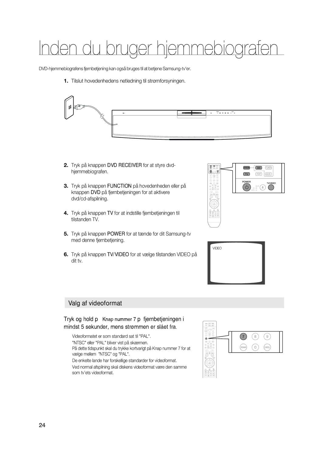 Samsung HT-X810R/XEE manual Inden du bruger hjemmebiografen 