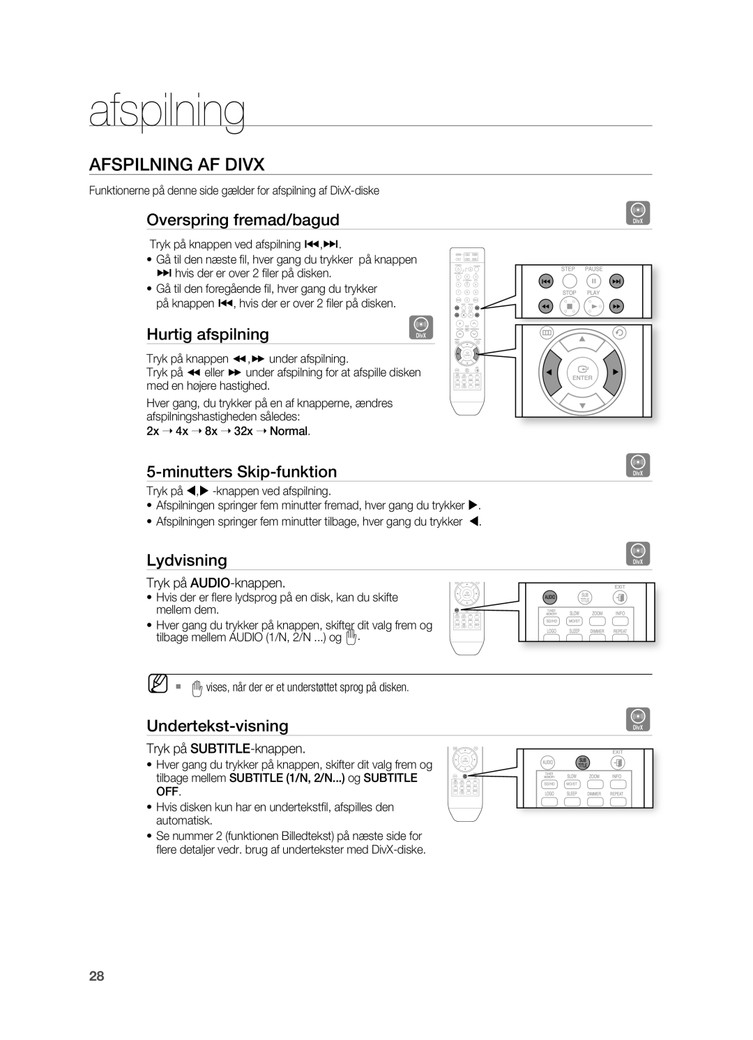 Samsung HT-X810R/XEE manual AFSpILNING AF Divx 