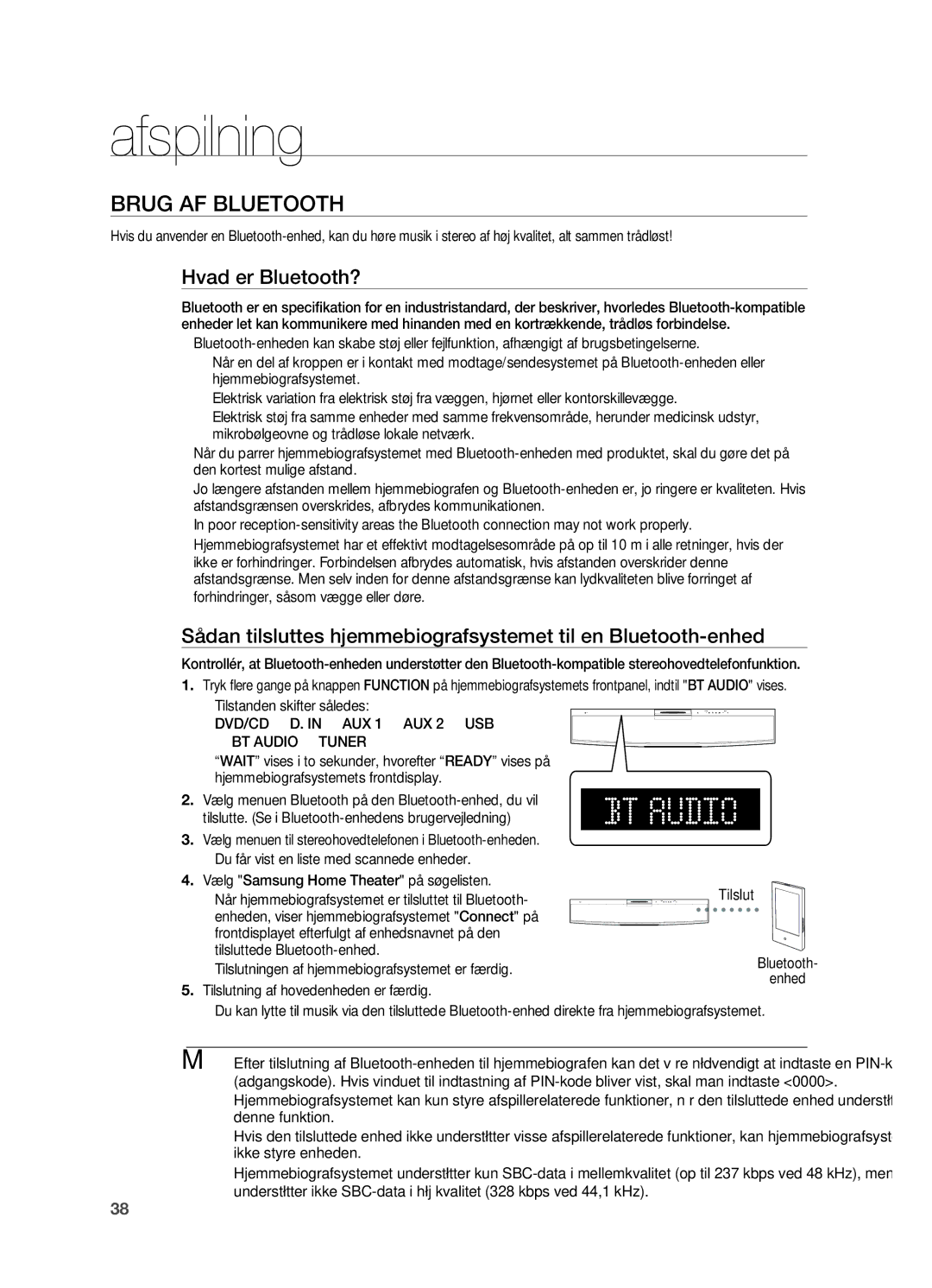 Samsung HT-X810R/XEE manual Brug af Bluetooth, Hvad er Bluetooth?, BT Audio Tuner 