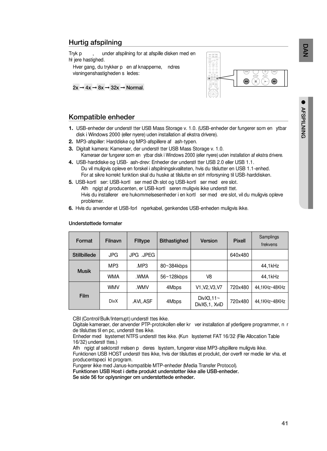 Samsung HT-X810R/XEE manual Hurtig afspilning, Kompatible enheder 