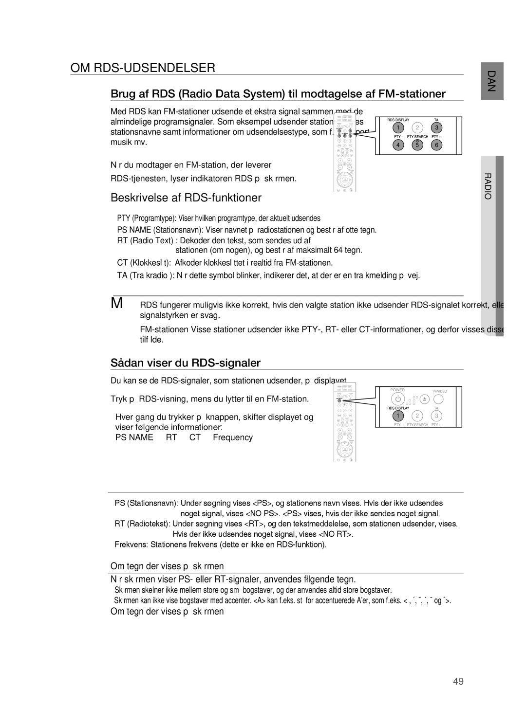 Samsung HT-X810R/XEE manual Om Rds-Udsendelser, Beskrivelse af RDS-funktioner, Sådan viser du RDS-signaler, Radio 