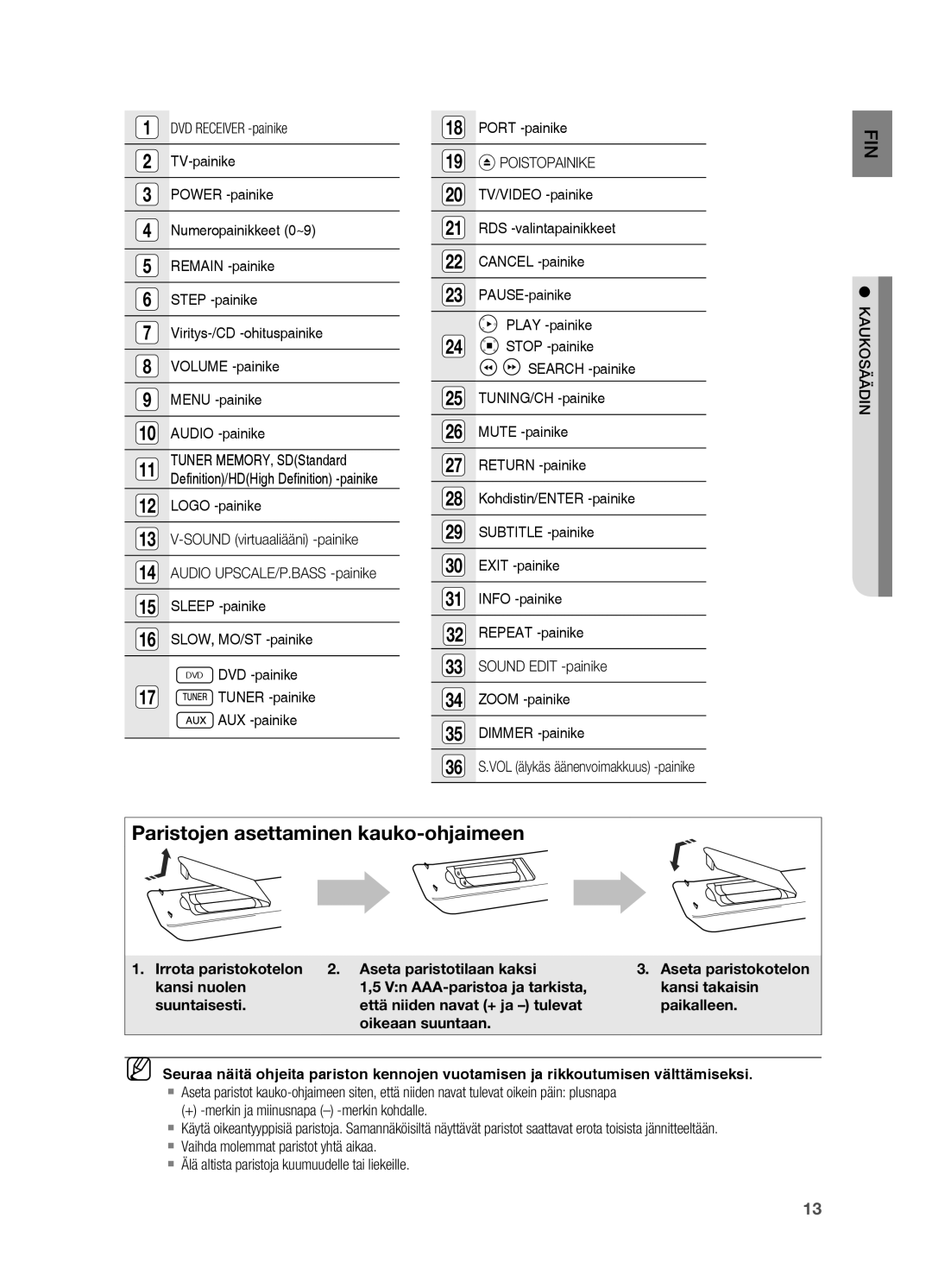 Samsung HT-X810R/XEE manual Poistopainike 