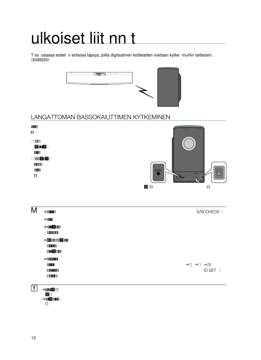 Samsung HT-X810R/XEE manual Ulkoiset liitännät, LANGATToMAN BASSoKAIUTTIMEN Kytkeminen, Virtapainiketta, Valmiustilaan 