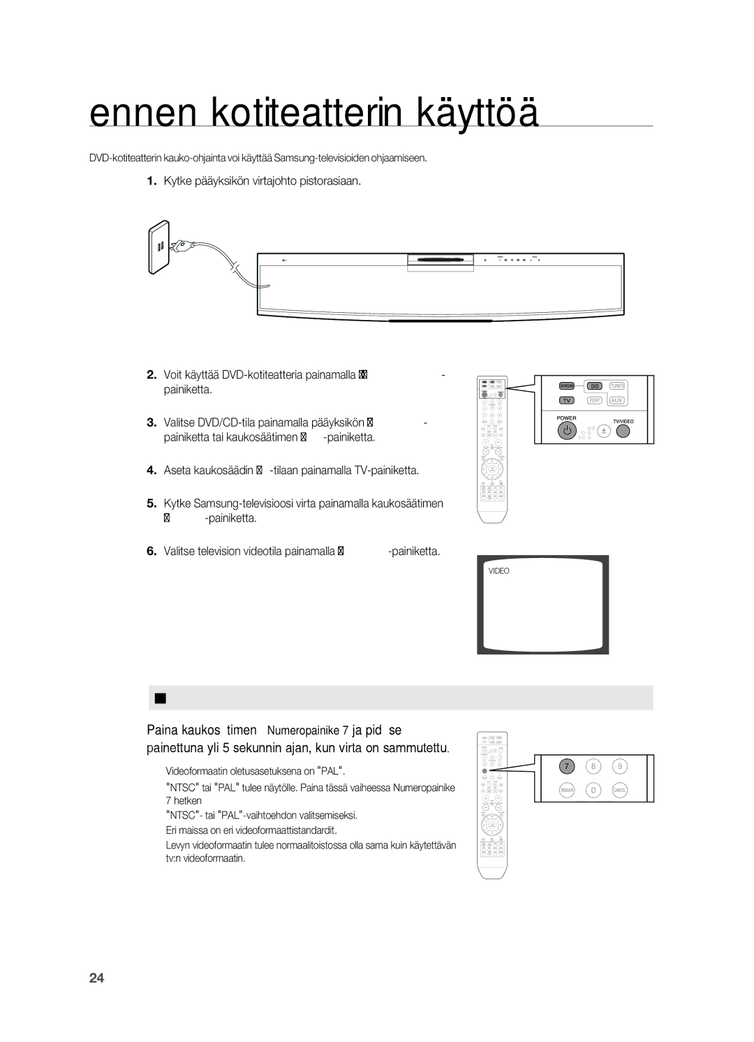 Samsung HT-X810R/XEE manual Ennen kotiteatterin käyttöä, Videoformaatin valinta 