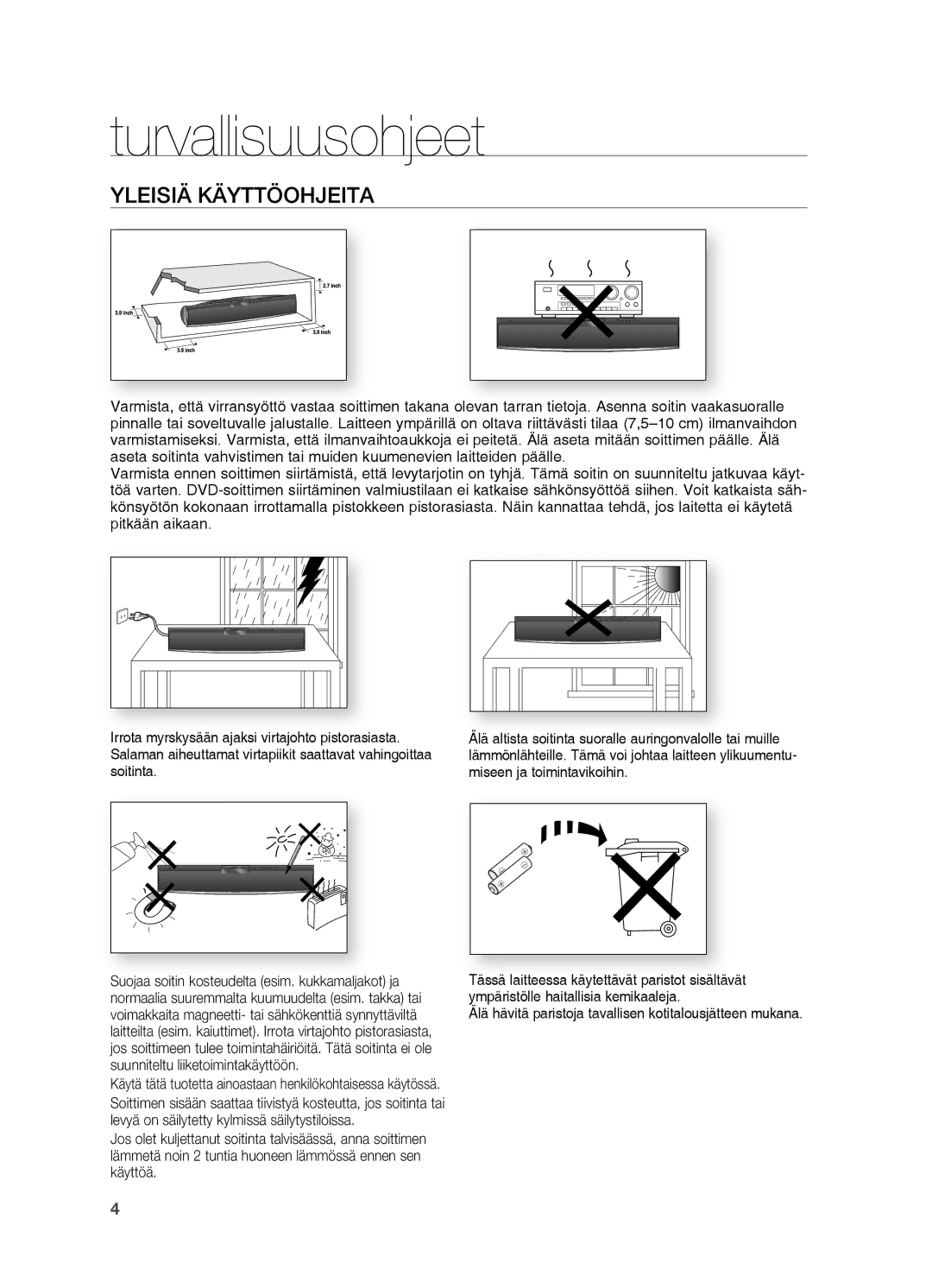 Samsung HT-X810R/XEE manual Yleisiä KÄYTTÖoHjEITA 