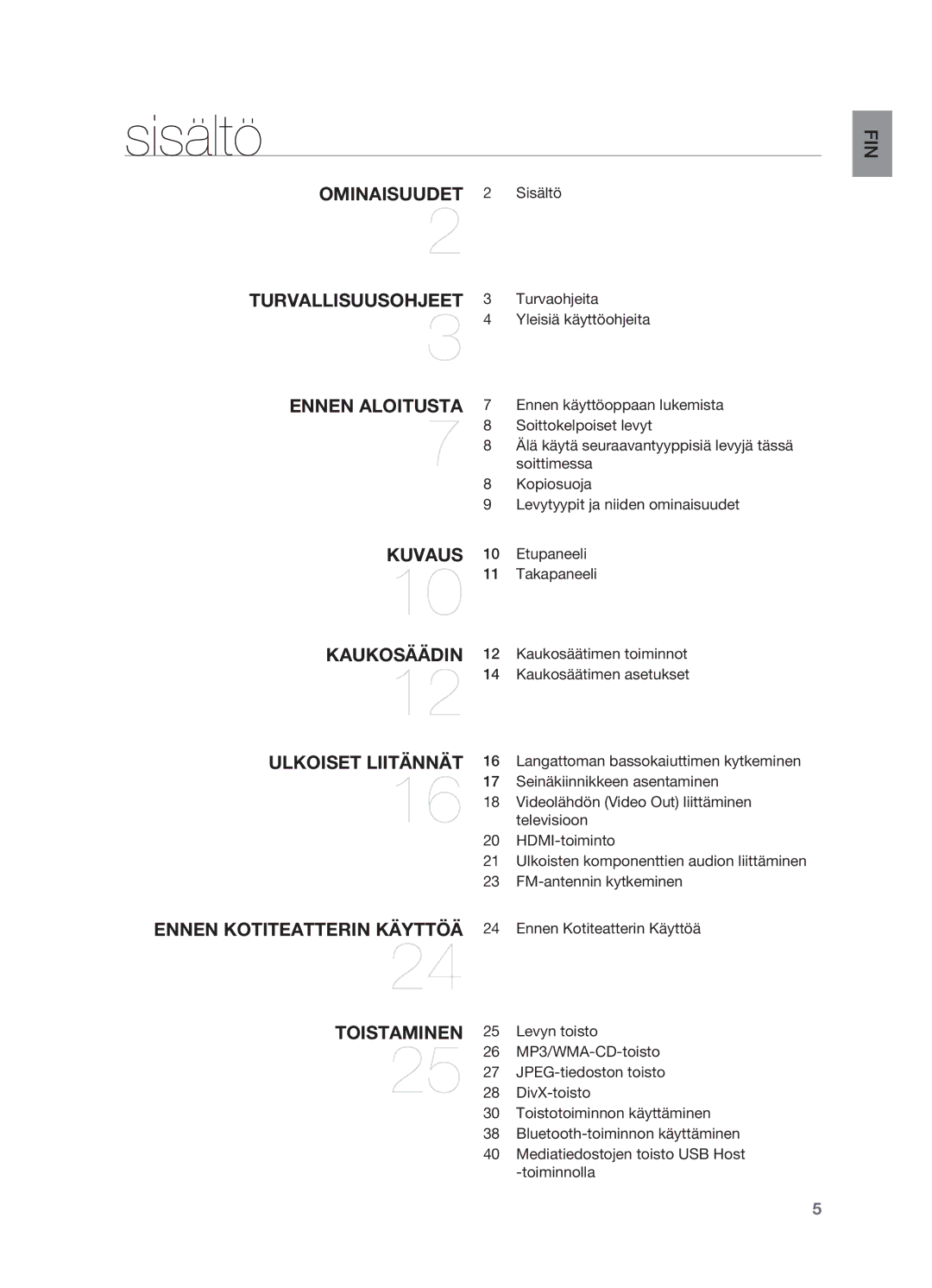 Samsung HT-X810R/XEE manual Sisältö 