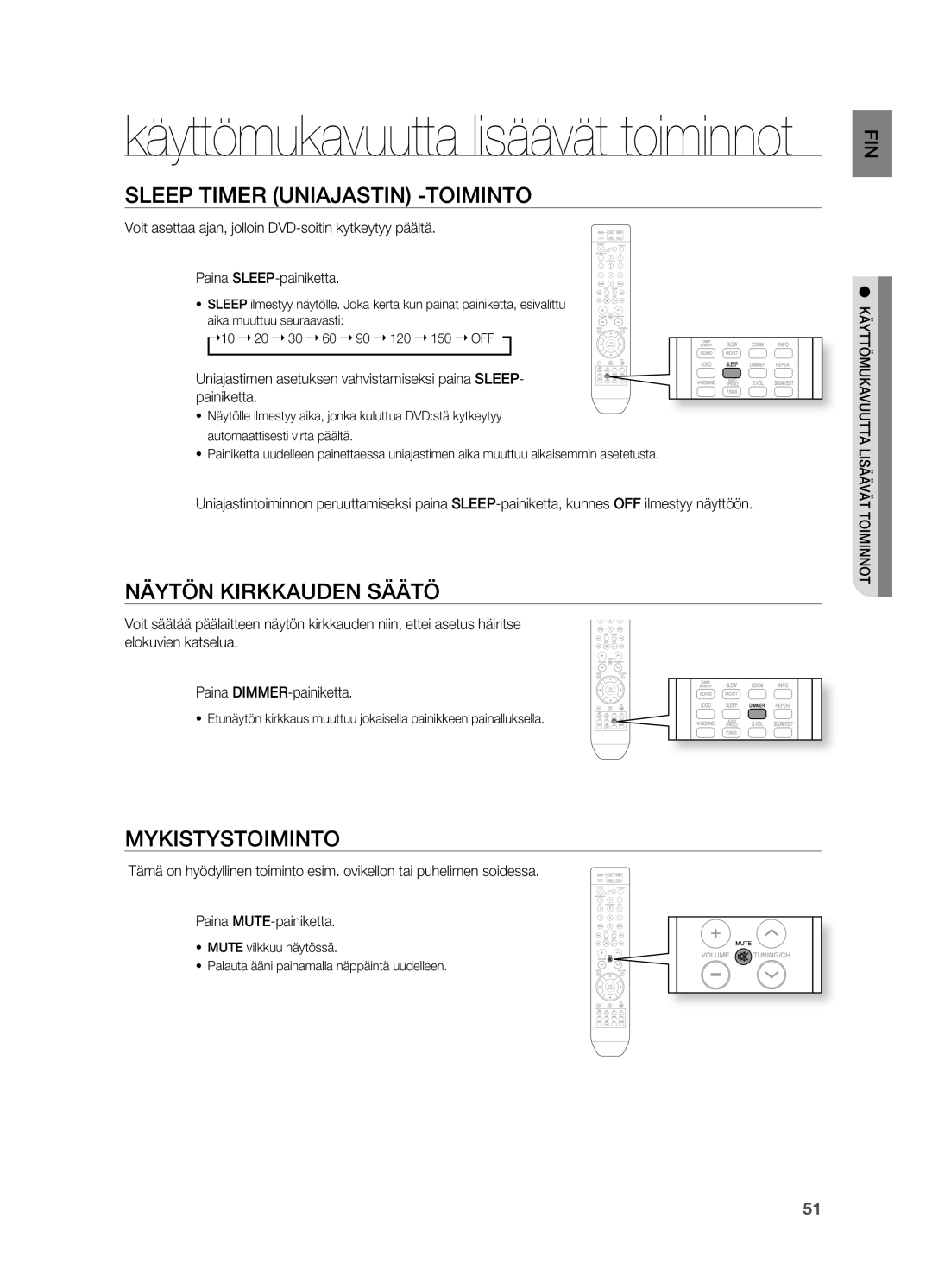 Samsung HT-X810R/XEE manual SLEEp Timer UNIAjASTIN -ToIMINTo, MYKISTYSToIMINTo 