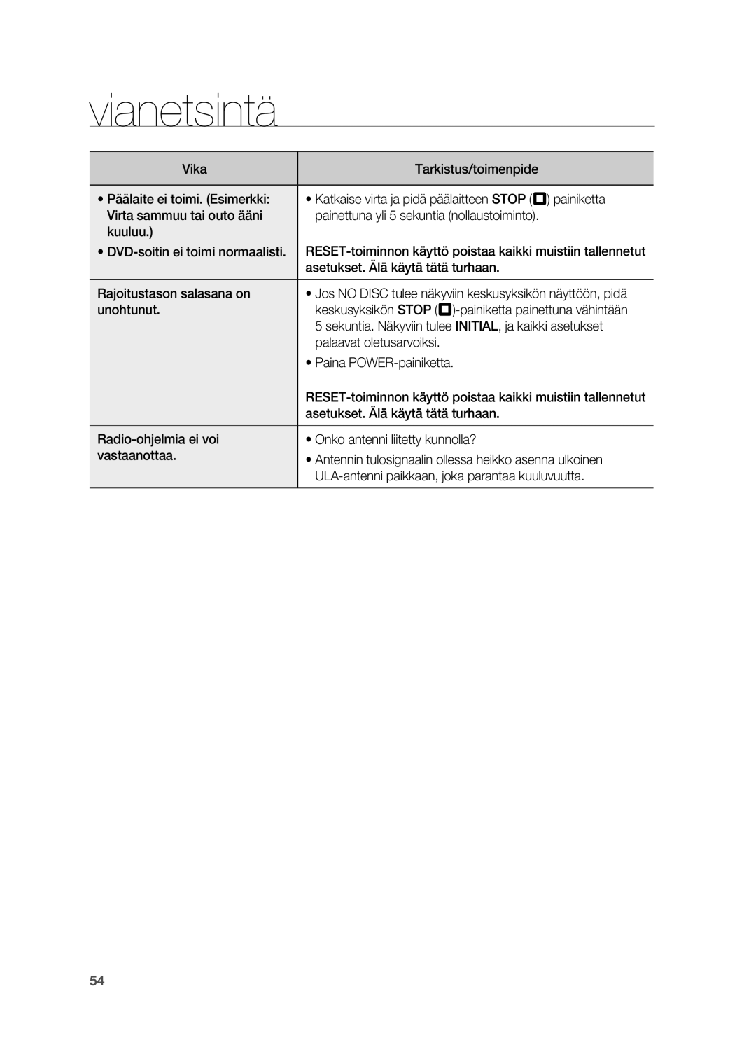 Samsung HT-X810R/XEE manual Jos no Disc tulee näkyviin keskusyksikön näyttöön, pidä 