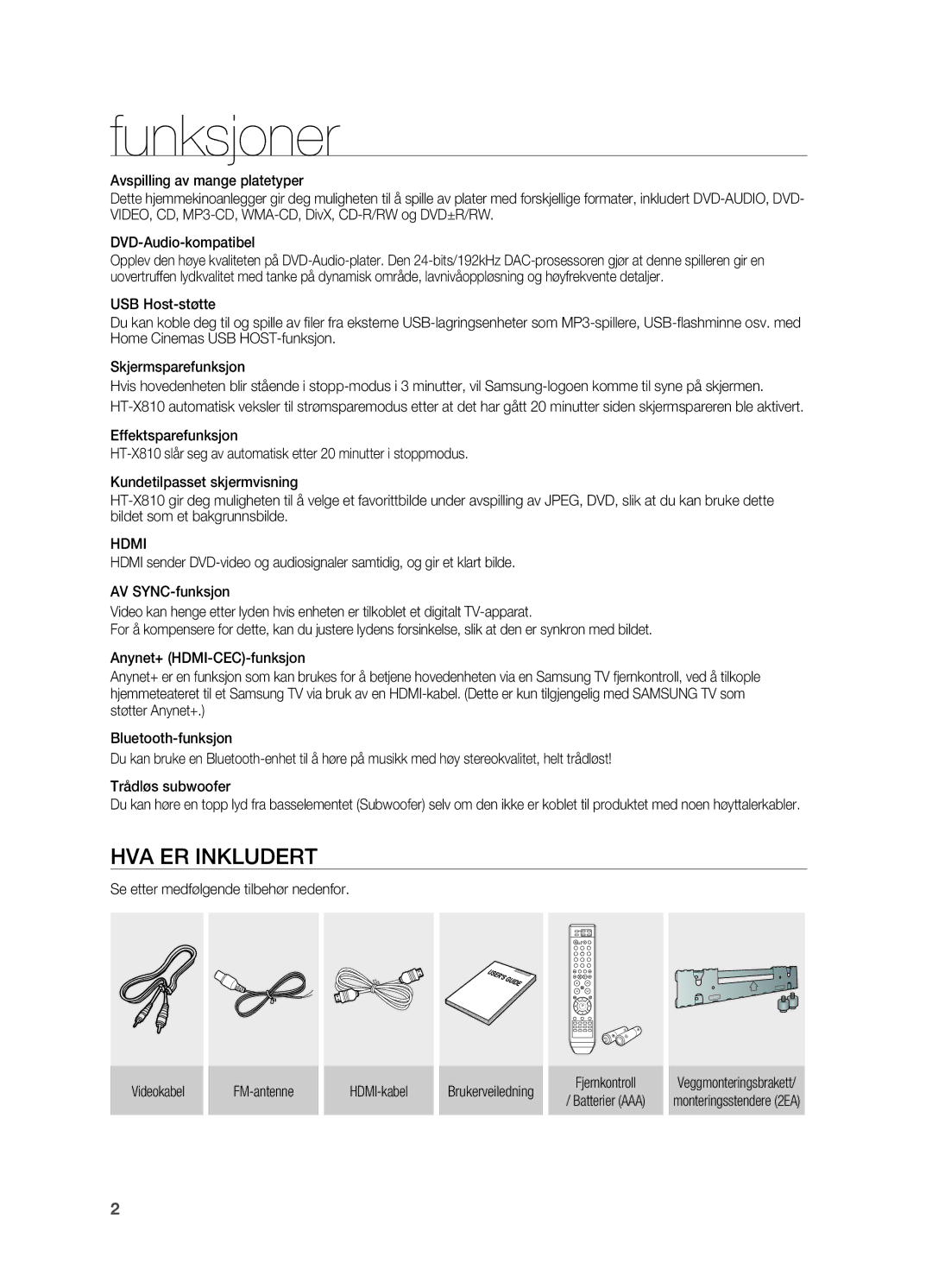 Samsung HT-X810R/XEE manual Funksjoner, Hdmi 