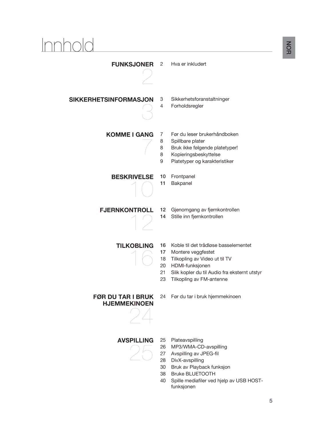 Samsung HT-X810R/XEE manual Innhold 