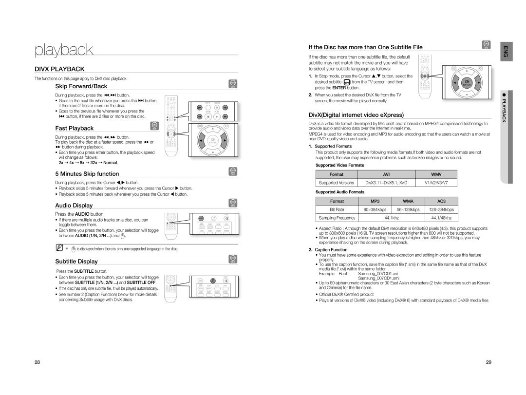 Samsung HT-X810R/XET, HT-X810R/XEF, HT-X810R/EDC, HT-X810T/ADL manual Divx Playback 