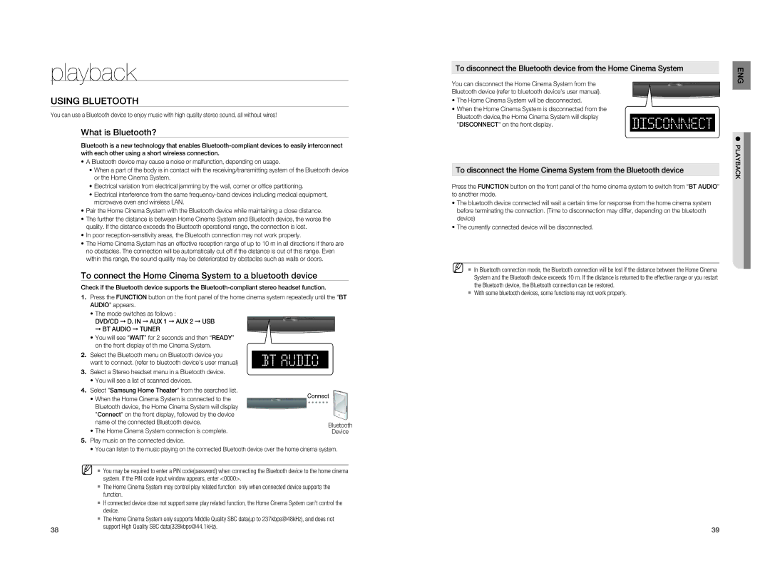 Samsung HT-X810R/XEF manual Using Bluetooth, What is Bluetooth?, To connect the Home Cinema System to a bluetooth device 