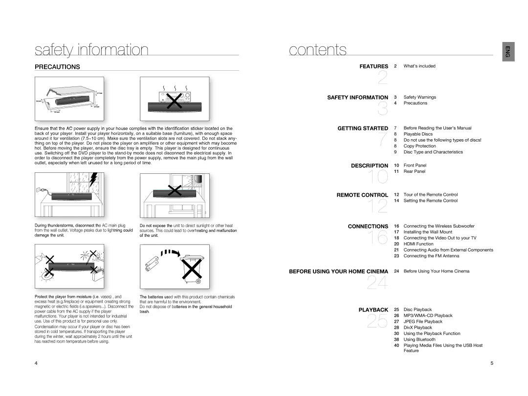 Samsung HT-X810R/XET, HT-X810R/XEF, HT-X810R/EDC, HT-X810T/ADL manual Contents 