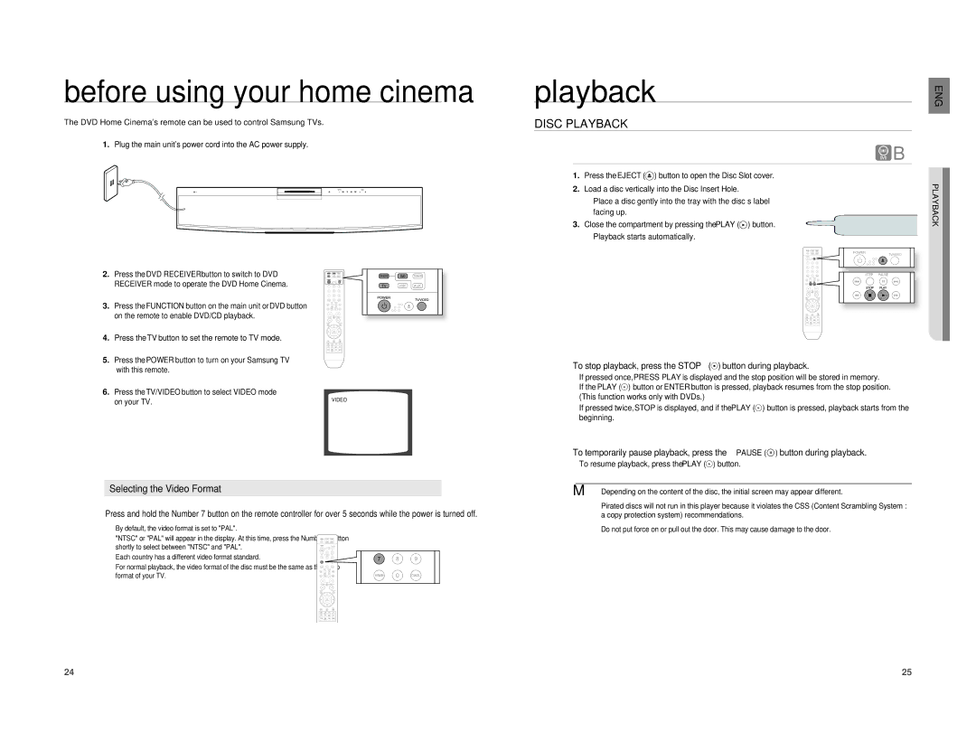 Samsung HT-X810T/SAM, HT-X810R/XEF, HT-X810R/EDC, HT-X810T/ADL, HT-X810T/XSP Before using your home cinema, Disc Playback 