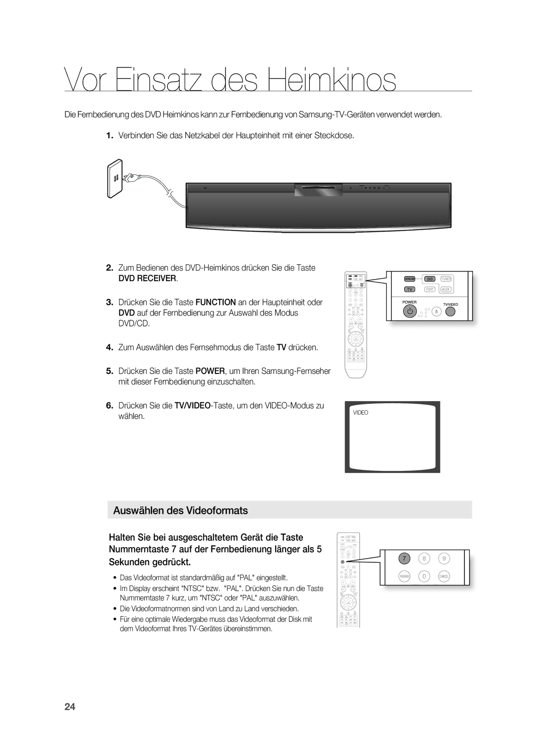 Samsung HT-X810R/XEF, HT-X810R/EDC, HT-X810T/ADL manual Vor Einsatz des Heimkinos, DVD Receiver 