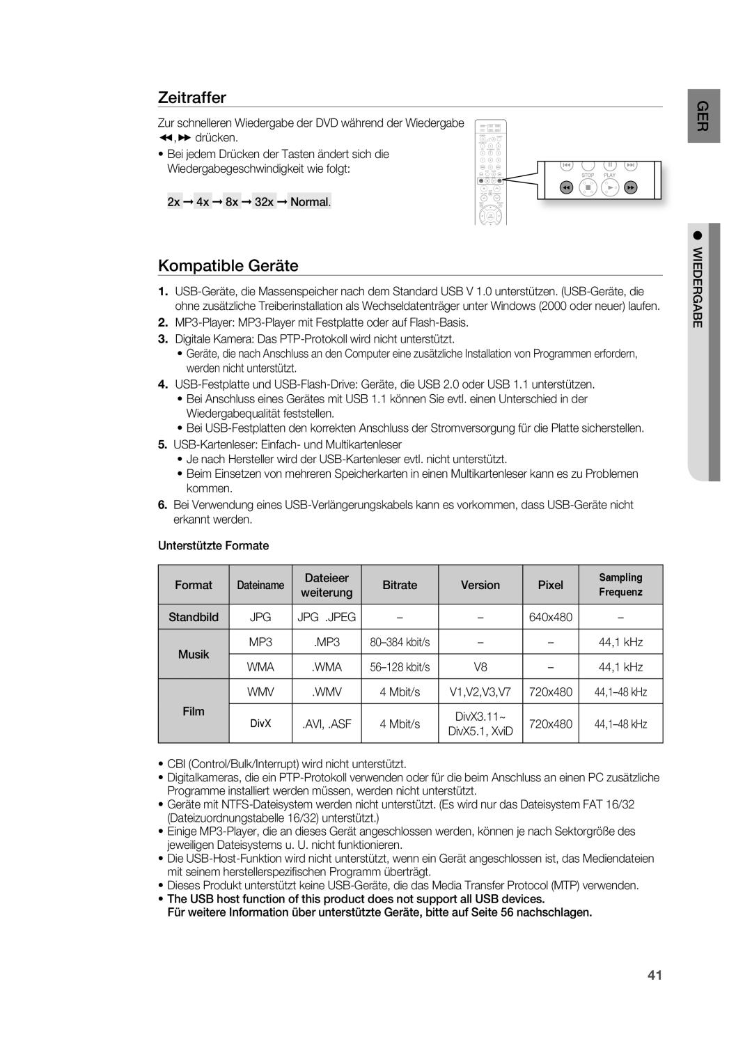 Samsung HT-X810T/ADL, HT-X810R/XEF, HT-X810R/EDC Kompatible Geräte, 2x 4x 8x 32x Normal, Dateieer Bitrate Version Pixel 