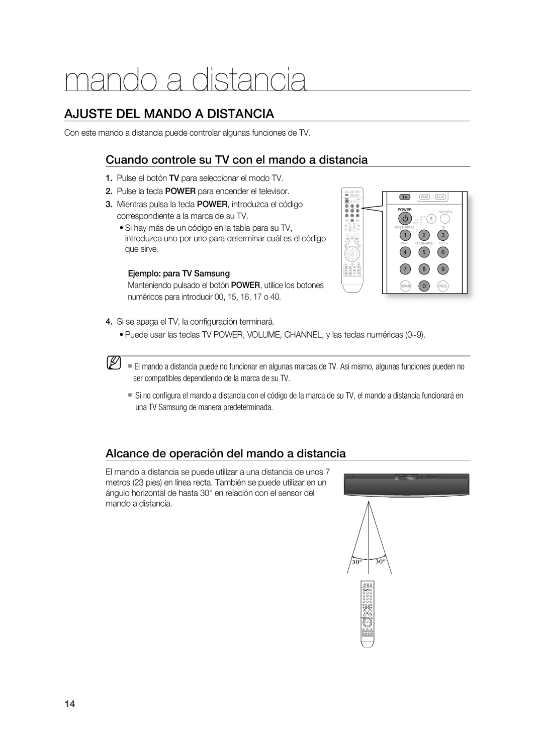 Samsung HT-X810R/XET manual Ajuste DEL Mando a Distancia, Cuando controle su TV con el mando a distancia 