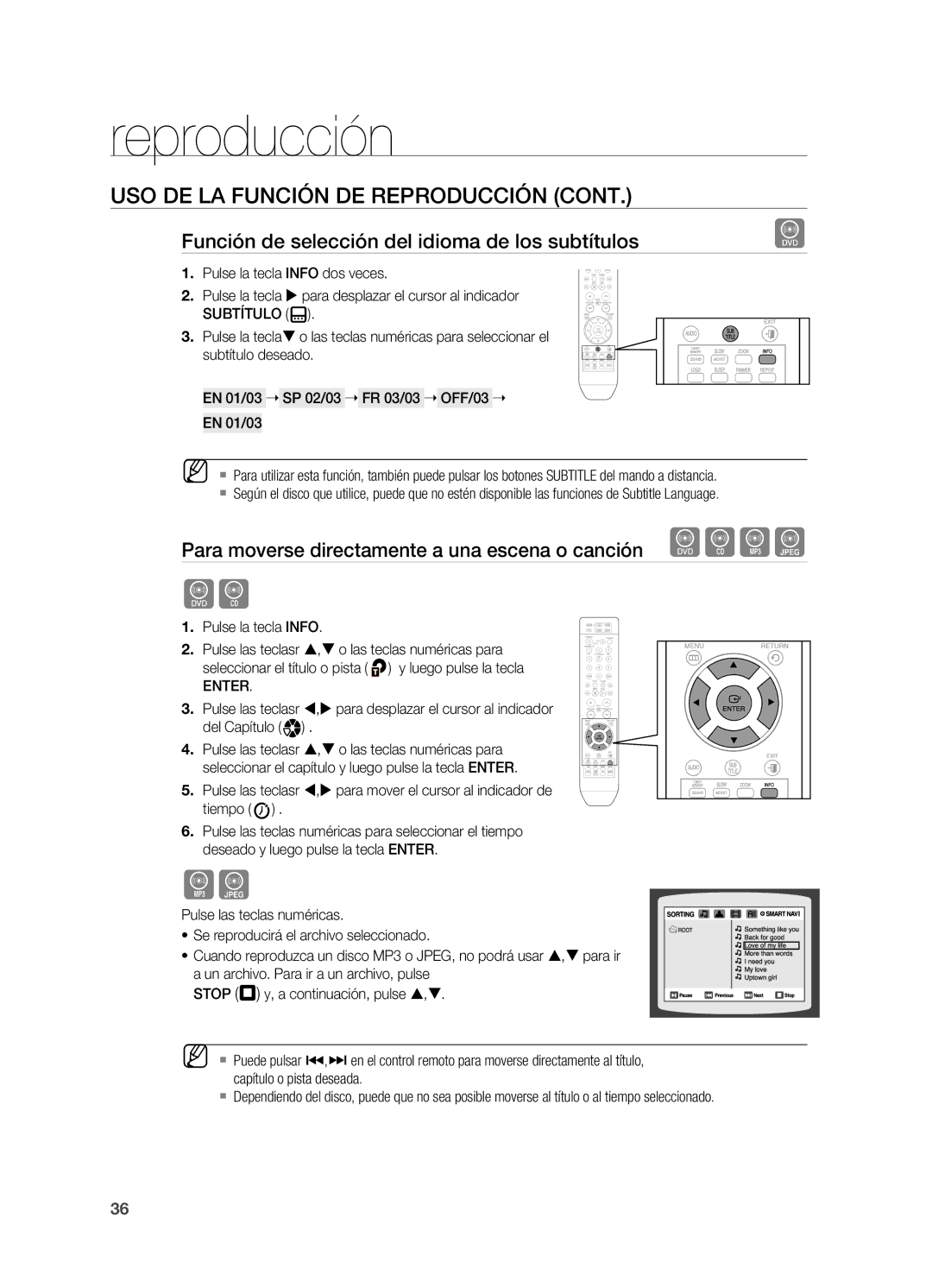 Samsung HT-X810R/XET manual Función de selección del idioma de los subtítulos, Enter 