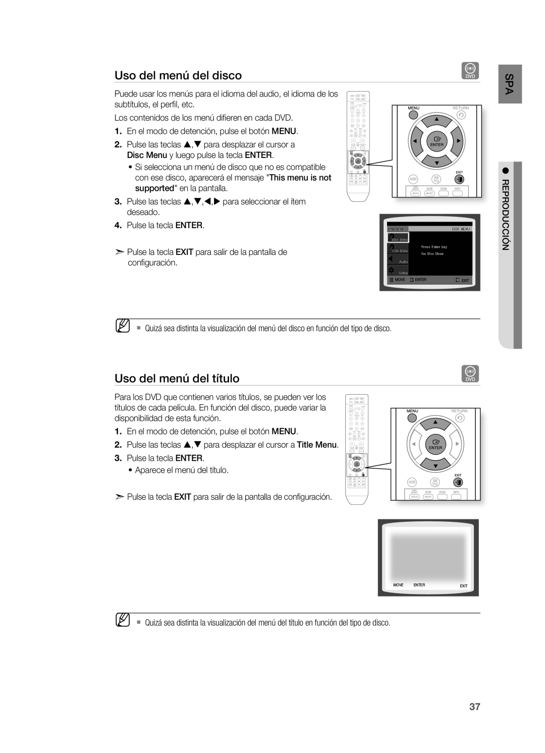 Samsung HT-X810R/XET manual Uso del menú del disco, Uso del menú del título 