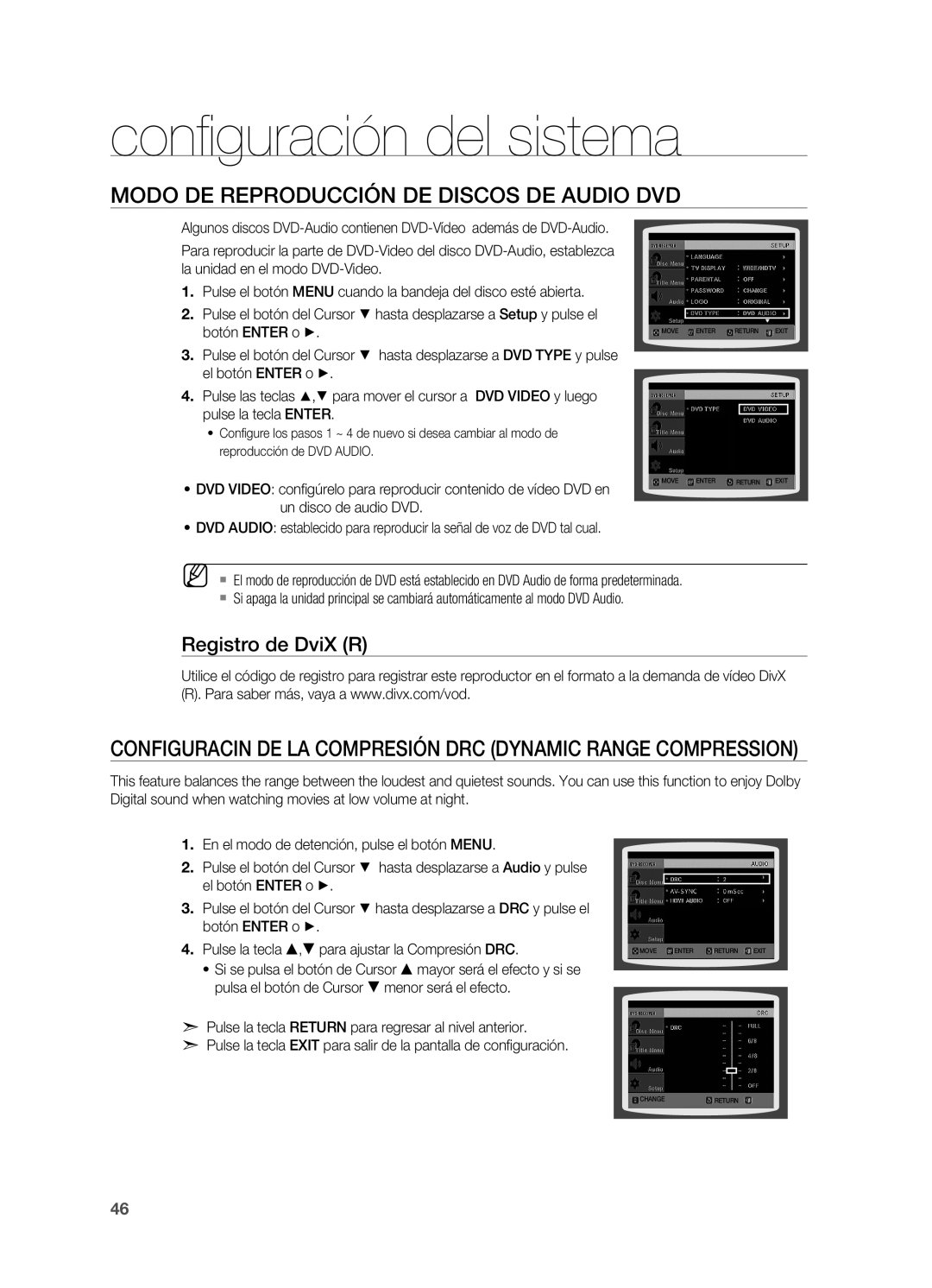 Samsung HT-X810R/XET manual Modo de reproducción de discos de audio DVD, Registro de DviX R 