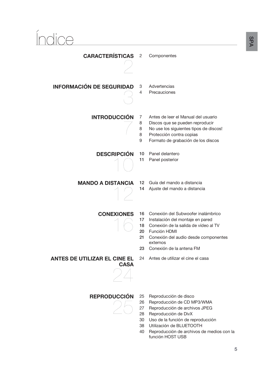 Samsung HT-X810R/XET manual Índice, Advertencias, Precauciones 