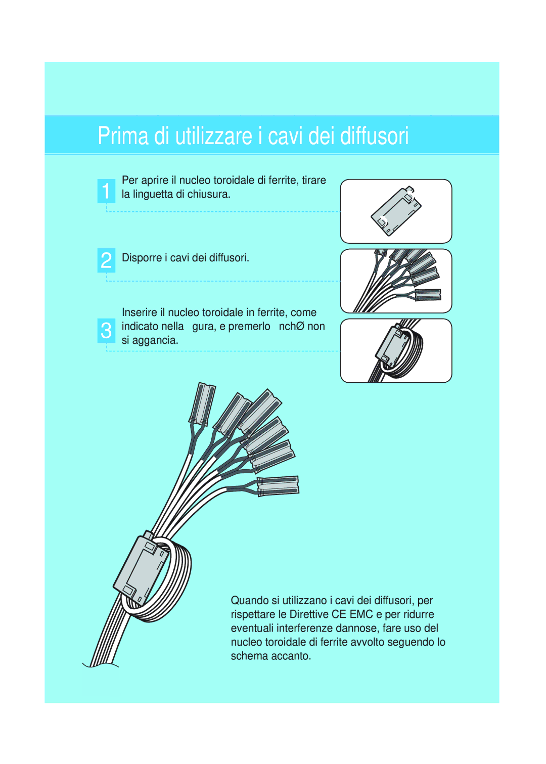 Samsung HT-XA100T/XET manual Prima di utilizzare i cavi dei diffusori 